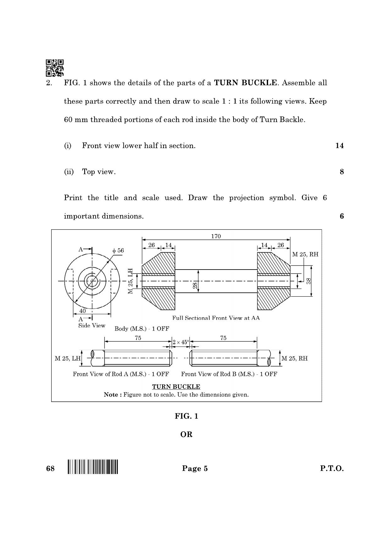 CBSE Class 12 68 Engineering Graphics 2022 Question Paper - Page 5