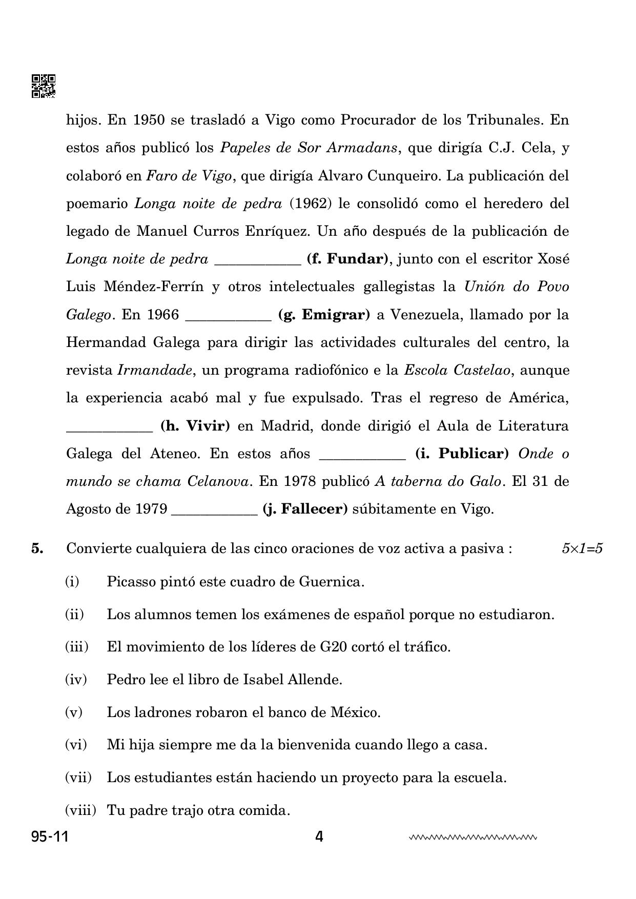 CBSE Class 12 Spanish 2024 Question Paper - Page 4