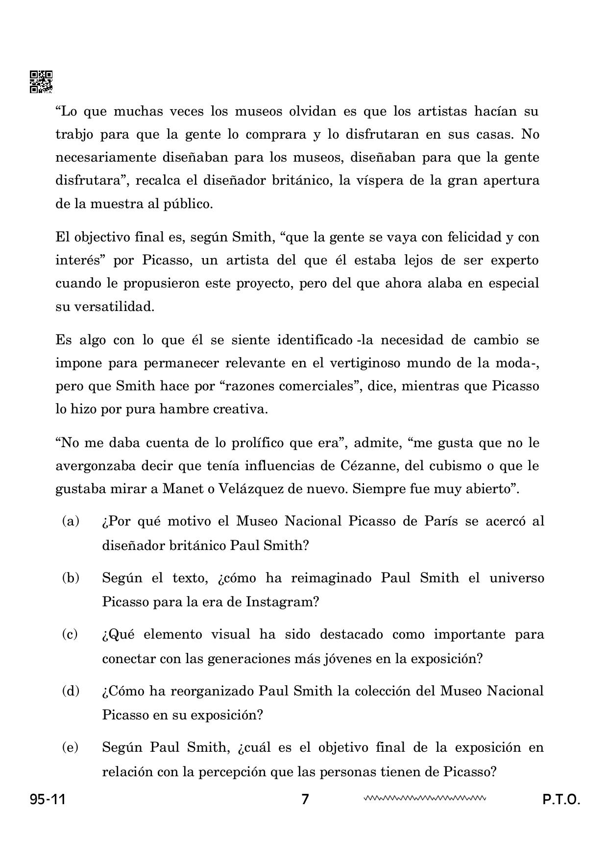 CBSE Class 12 Spanish 2024 Question Paper - Page 7