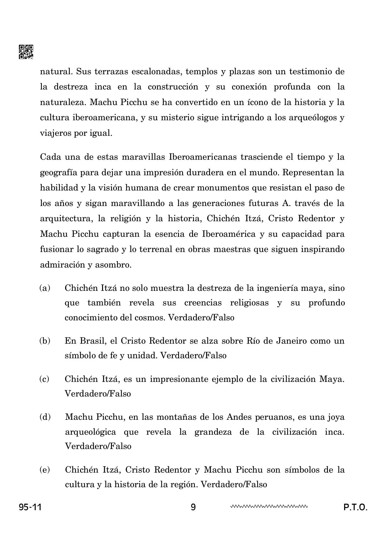 CBSE Class 12 Spanish 2024 Question Paper - Page 9
