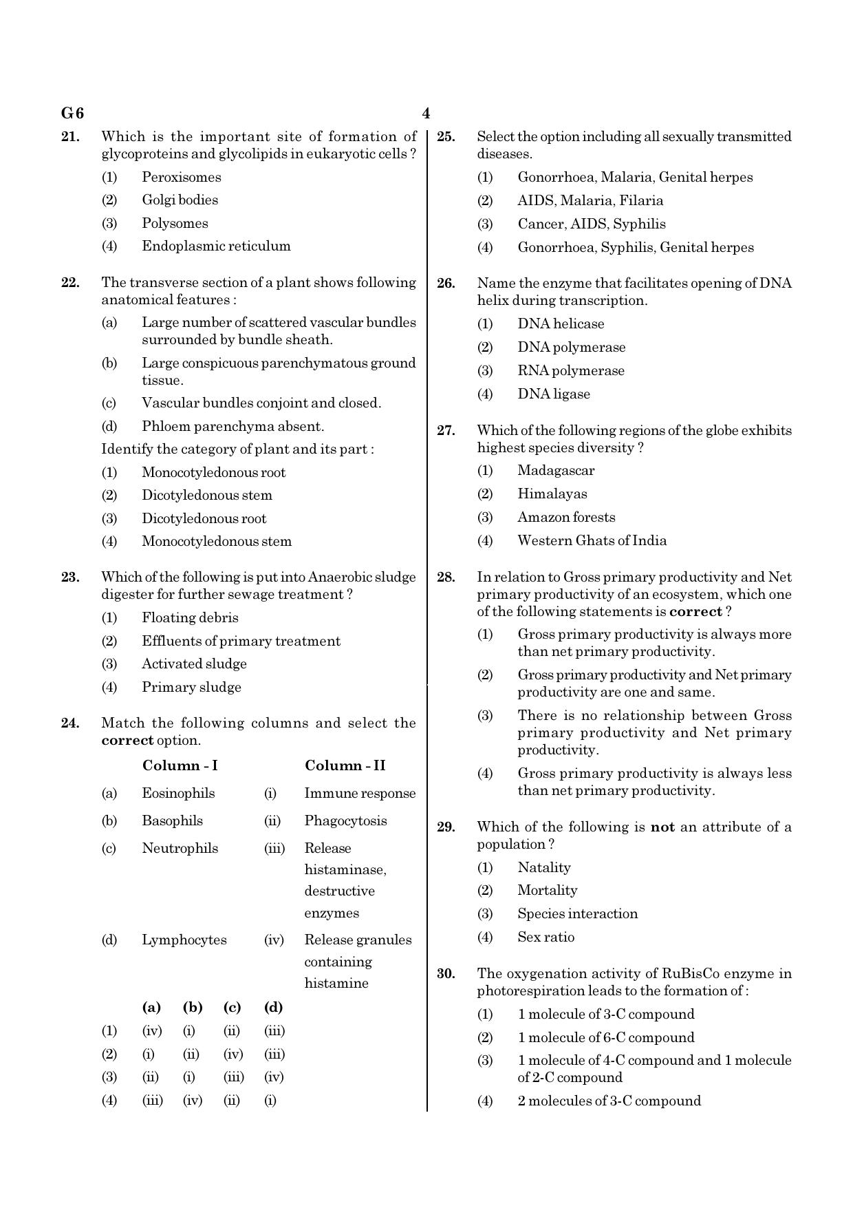 NEET G6 2020 Question Paper - Page 4