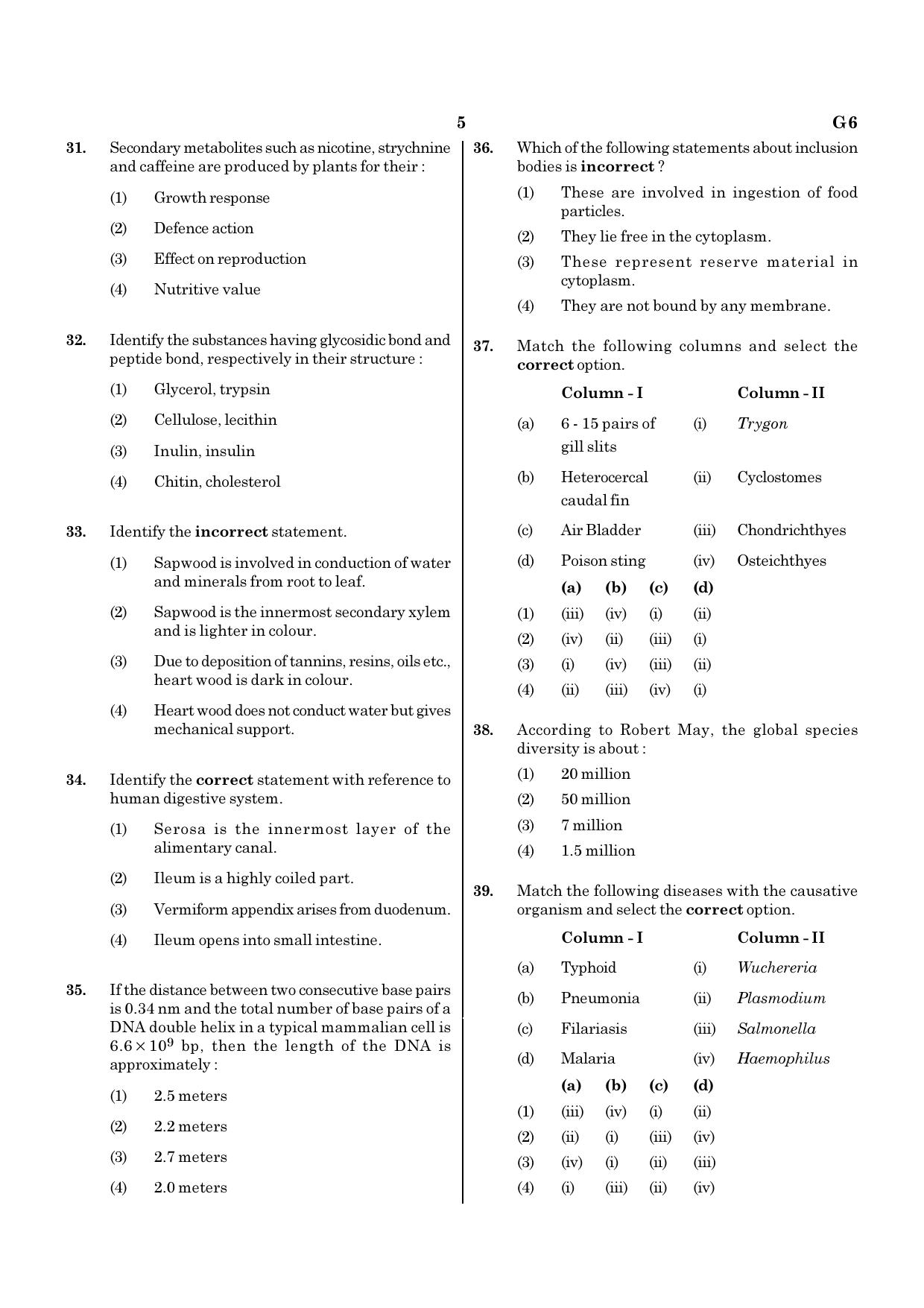 NEET G6 2020 Question Paper - Page 5