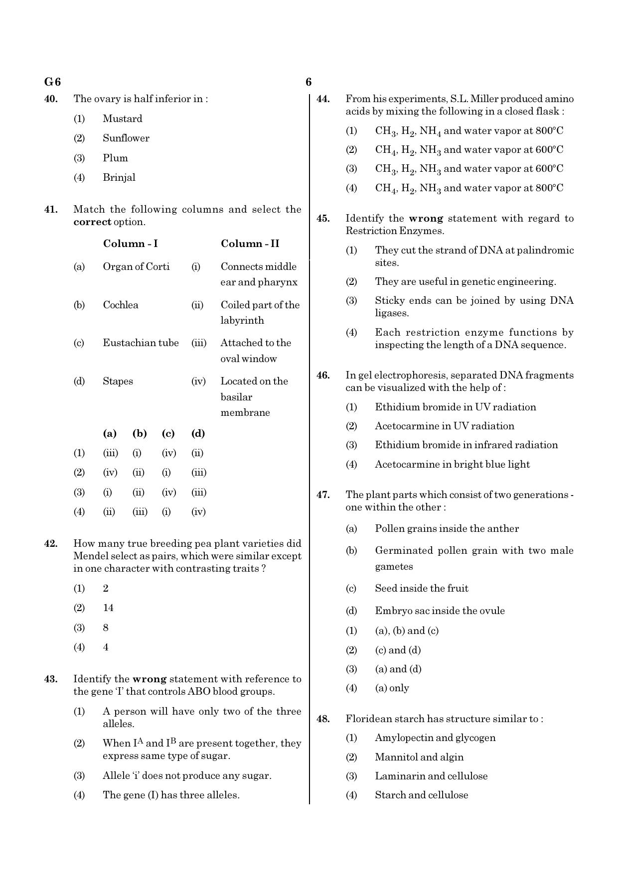 NEET G6 2020 Question Paper - Page 6