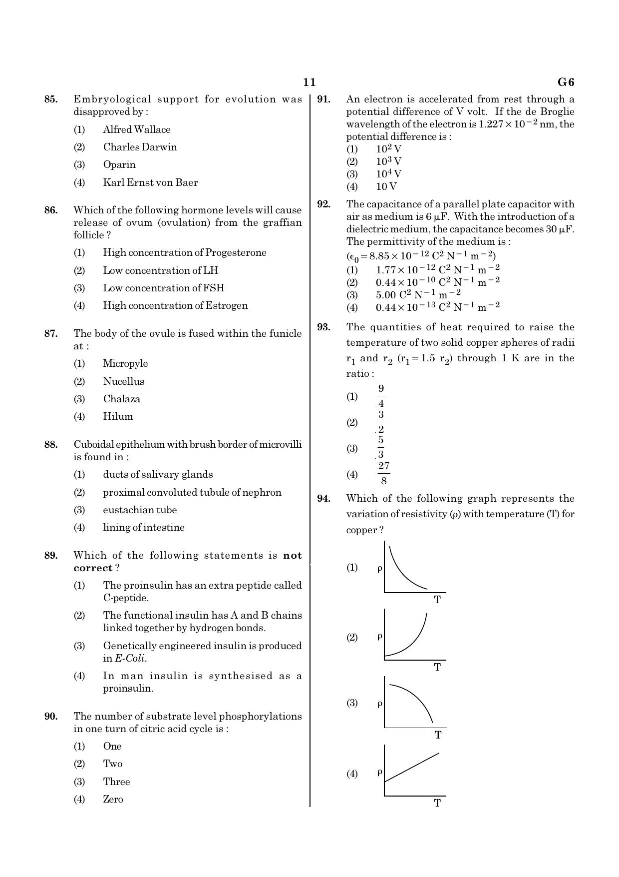 NEET G6 2020 Question Paper - Page 11
