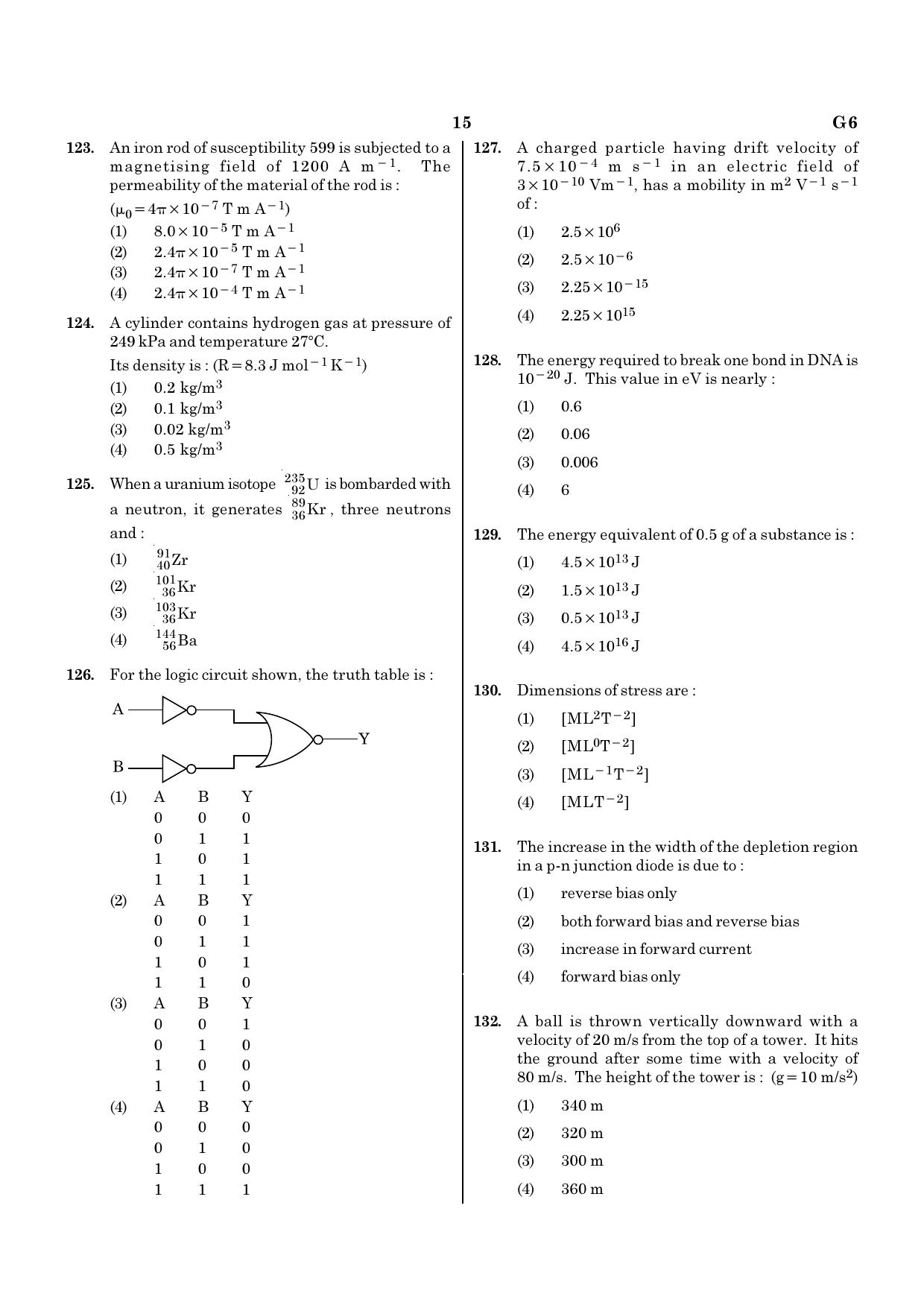 NEET G6 2020 Question Paper - Page 15