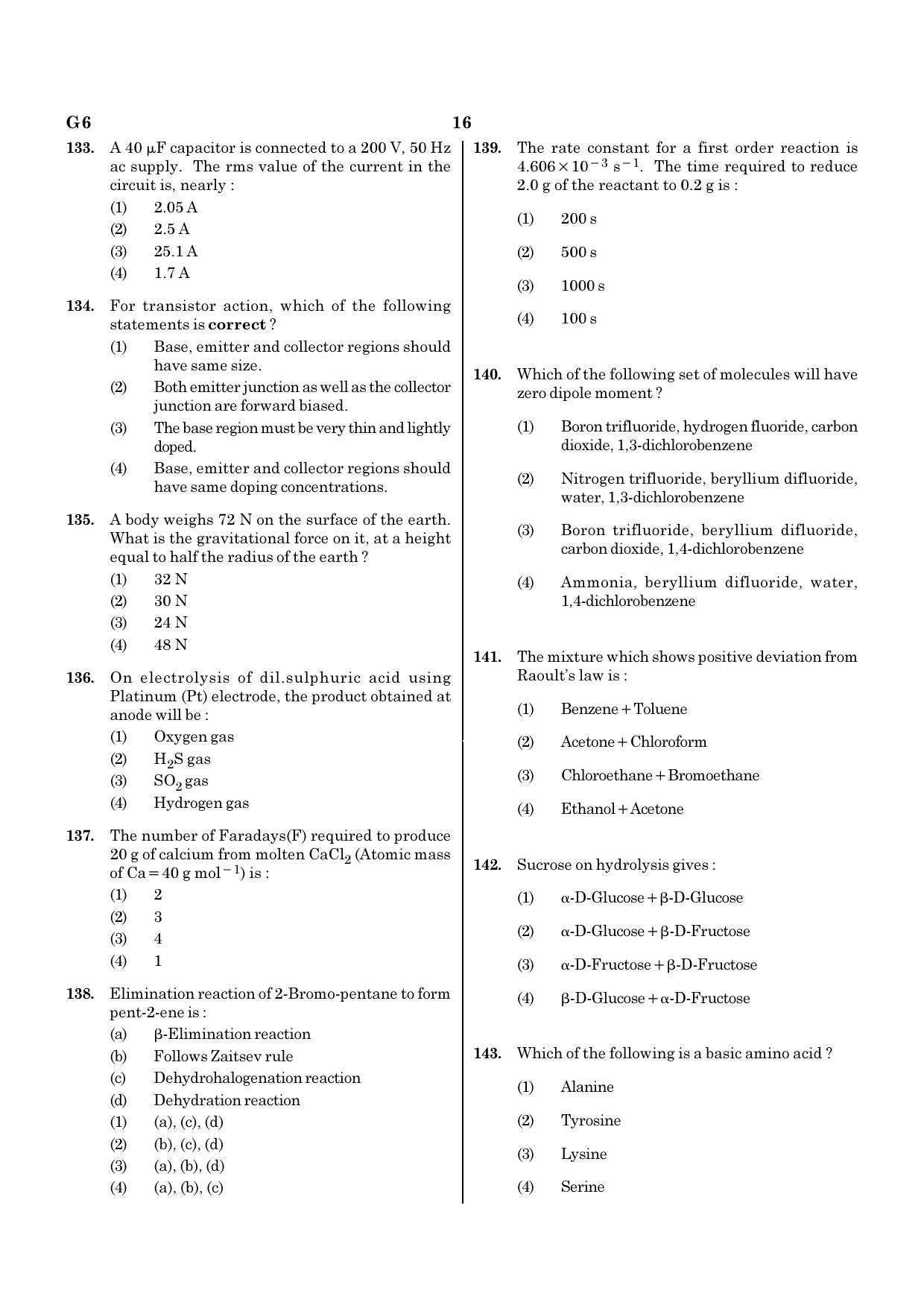 NEET G6 2020 Question Paper - Page 16