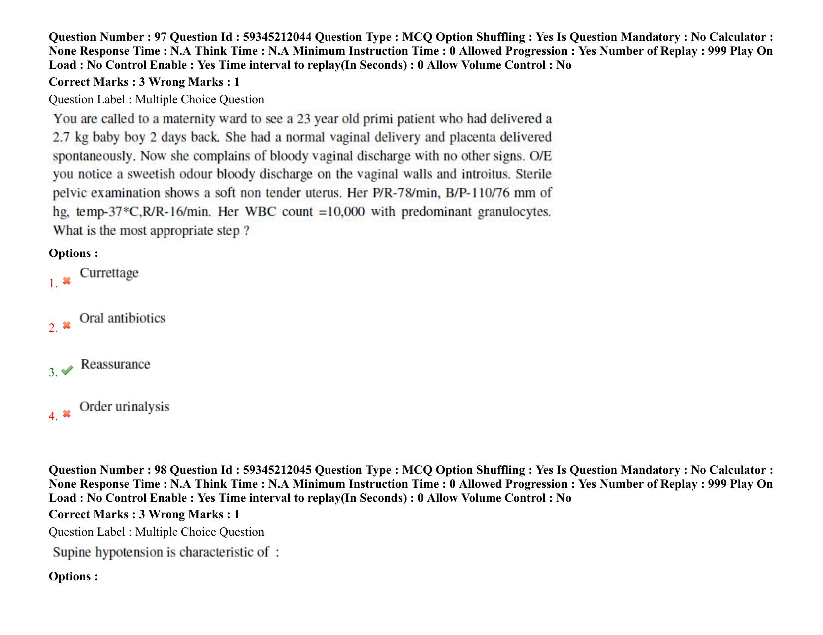 BHU RET Obstetrics & Gynecology 2021 Question Paper - Page 72