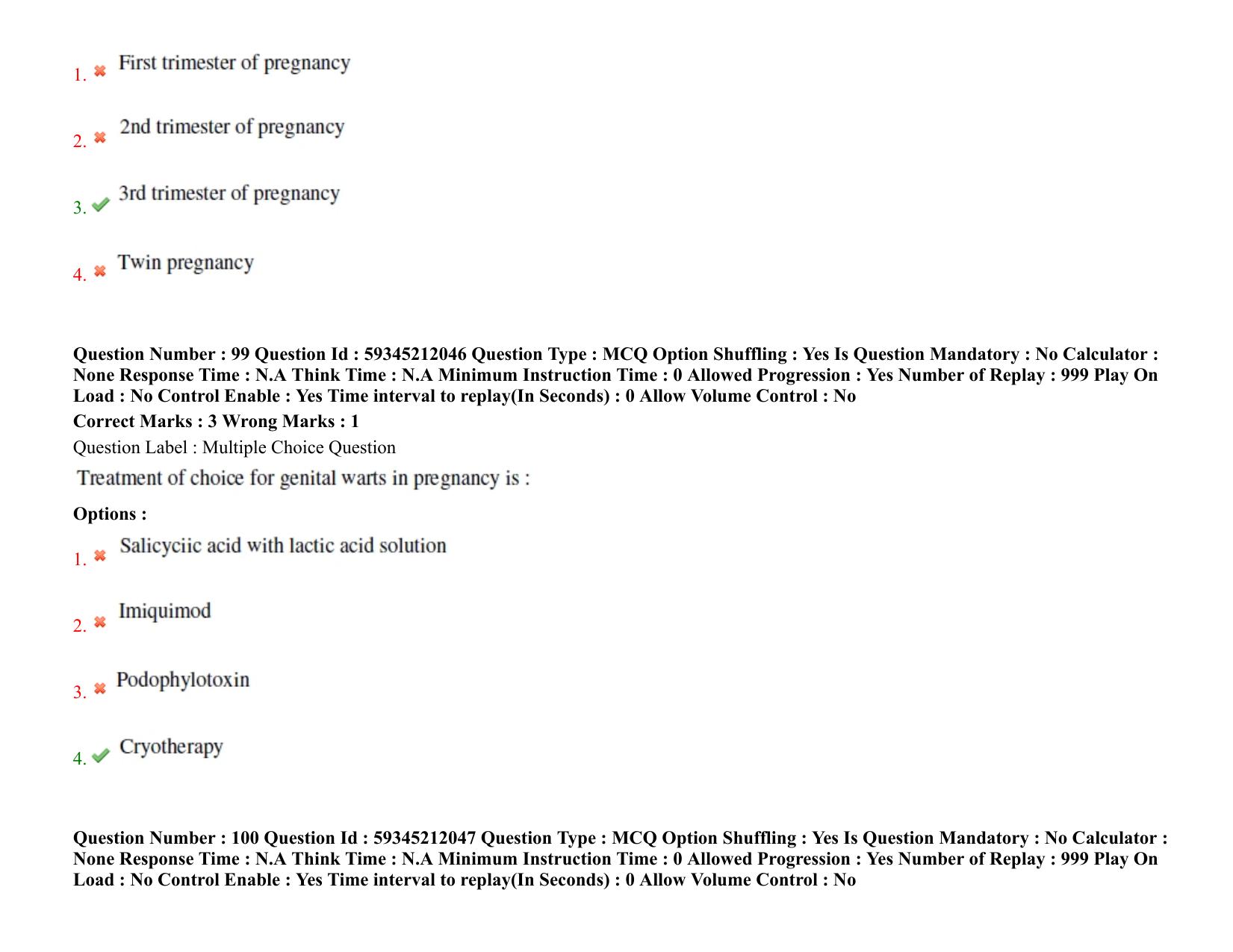 BHU RET Obstetrics & Gynecology 2021 Question Paper - Page 73