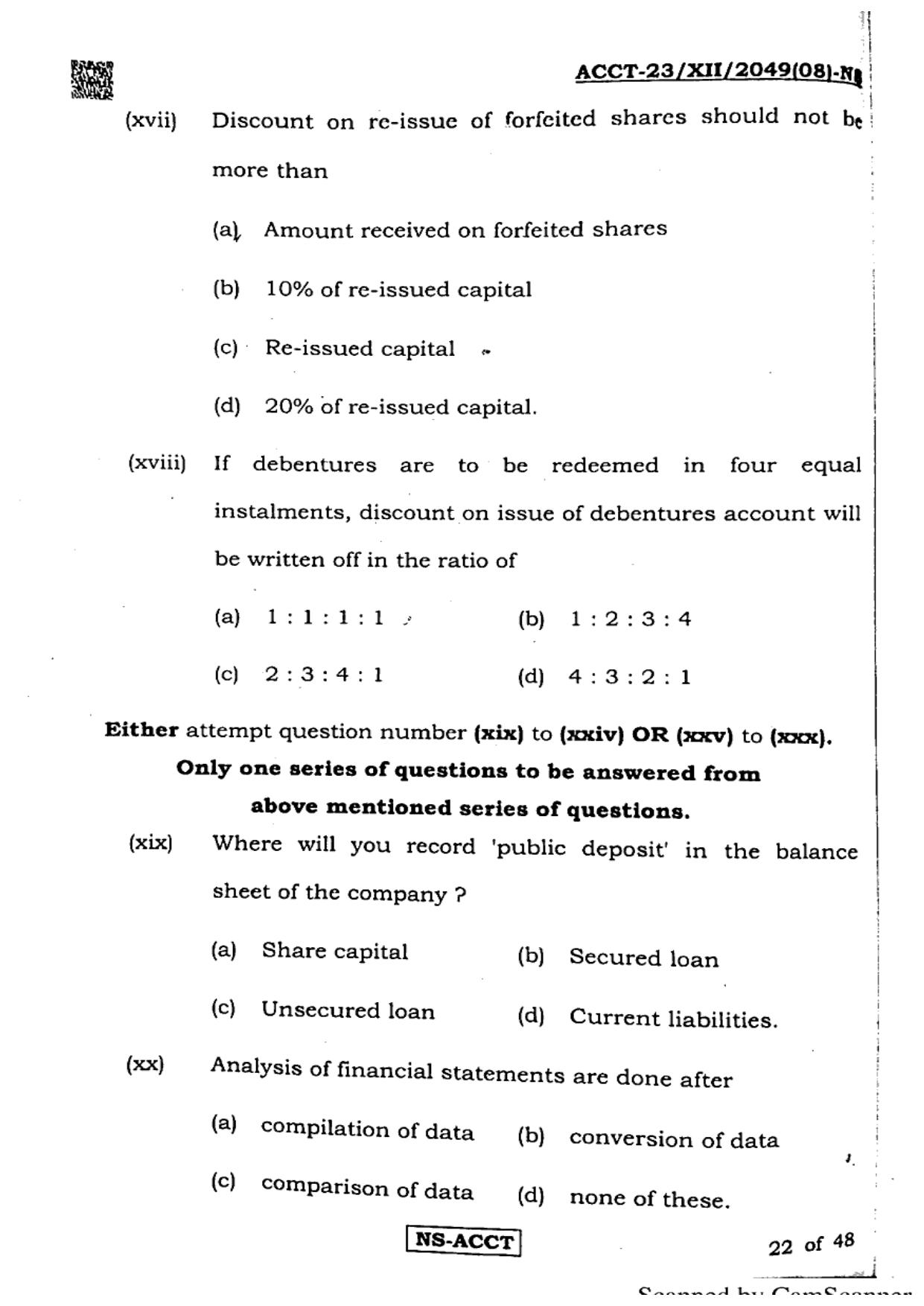 West Bengal Board Class 12 Accountancy 2023 Question Paper - Page 22