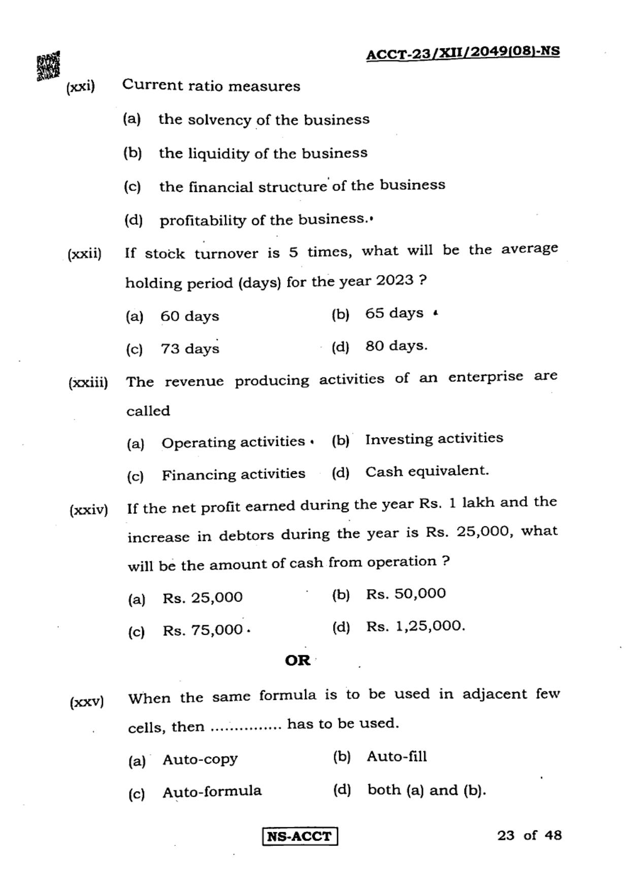 West Bengal Board Class 12 Accountancy 2023 Question Paper - Page 23