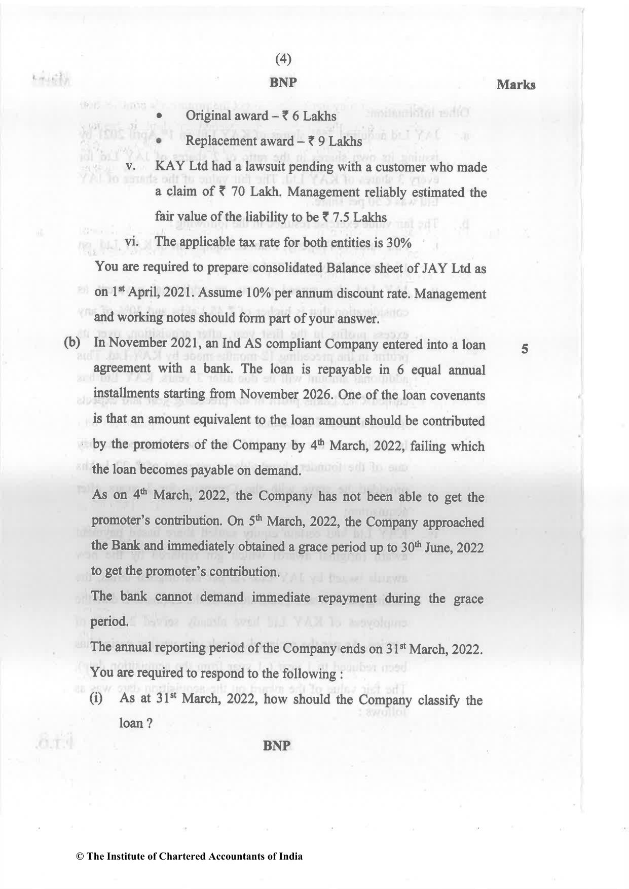 CA Final May 2022 Question Paper - Paper 1 – Financial Reporting - Page 4