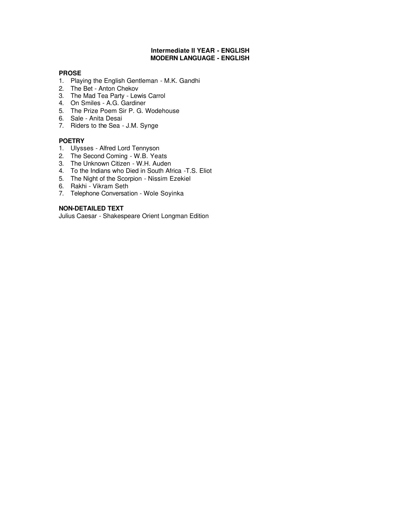 Telangana Board: TS Inter 2nd Year English (ML) Syllabus - Page 1