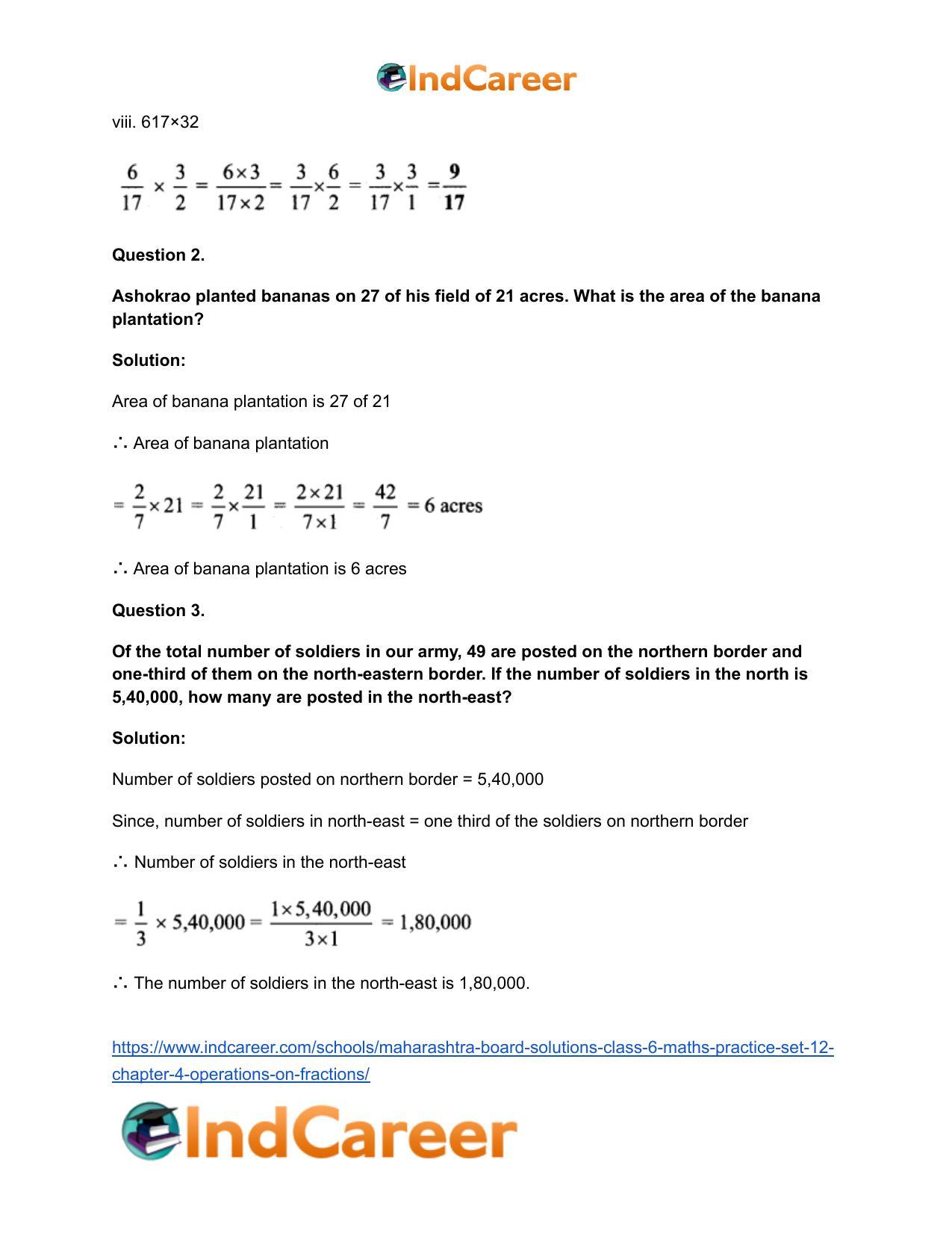 Maharashtra Board Solutions Class 6-Maths (Practice Set 12): Chapter 4- Operations on Fractions - Page 4