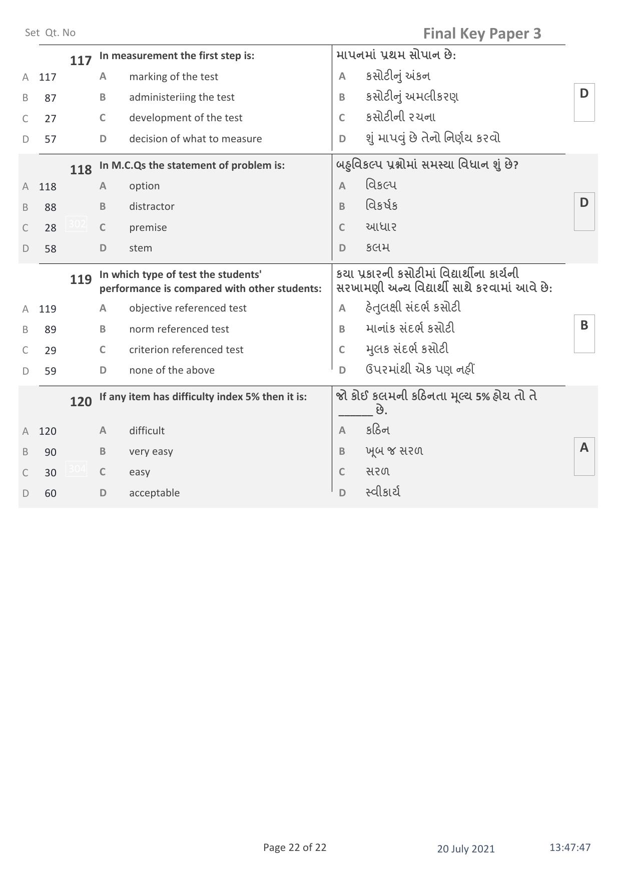 IITE Entrance Exam (i3T) Paper 3 Question Paper with Answer Key - Page 22