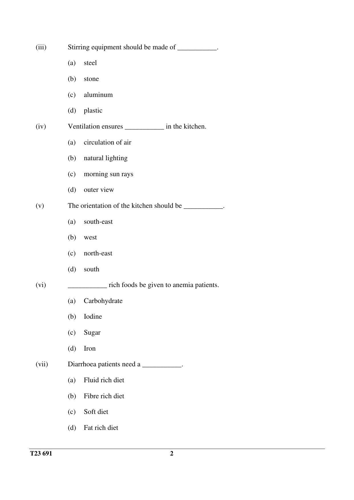 ICSE Class 10 COOKERY 2023 Question Paper - Page 2