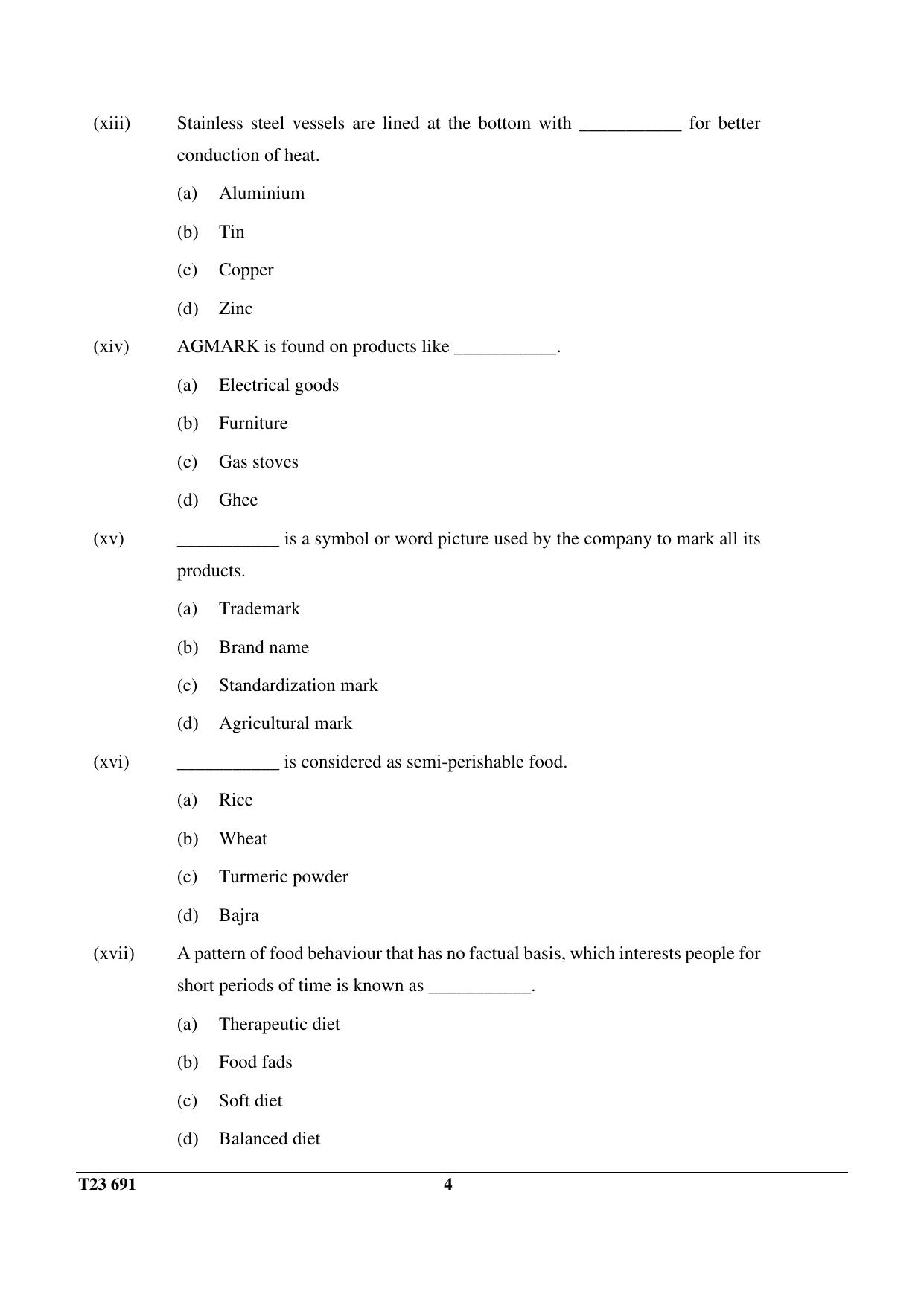 ICSE Class 10 COOKERY 2023 Question Paper - Page 4