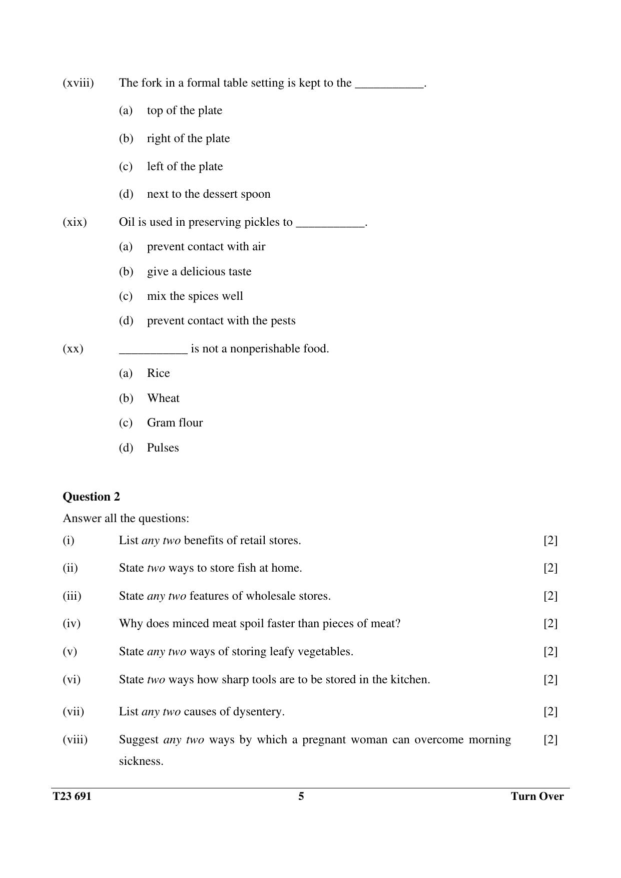 ICSE Class 10 COOKERY 2023 Question Paper - Page 5