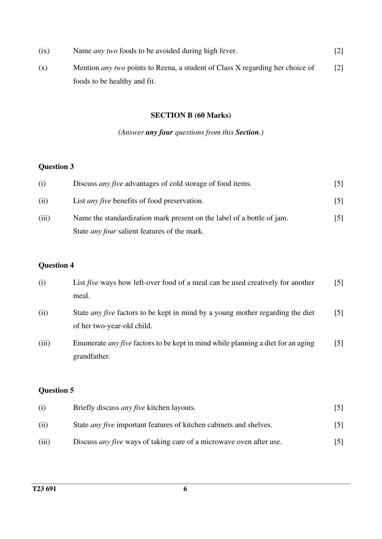 ICSE Class 10 COOKERY 2023 Question Paper - Page 6