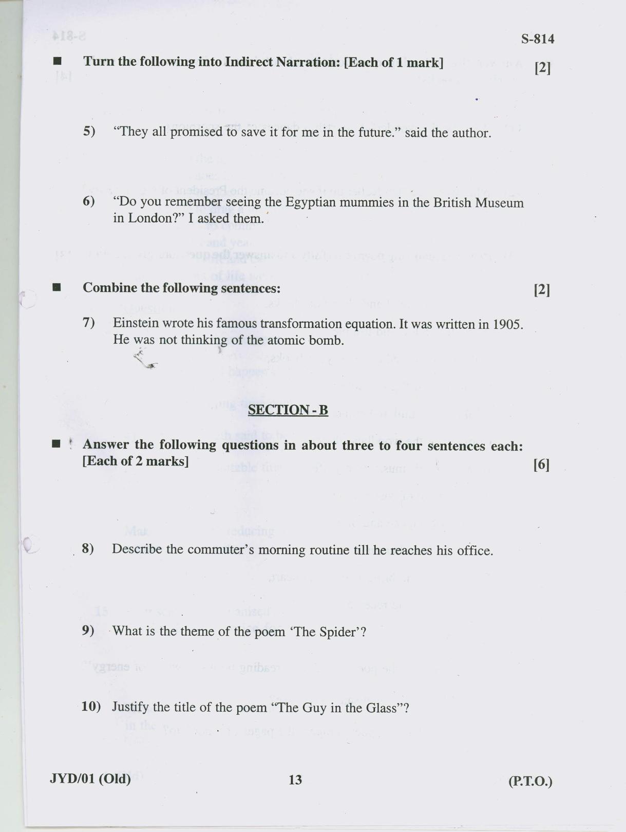 Gujarat Board Class 10th ENGLISH OLD COURSE 2019 Question Paper - Page 13