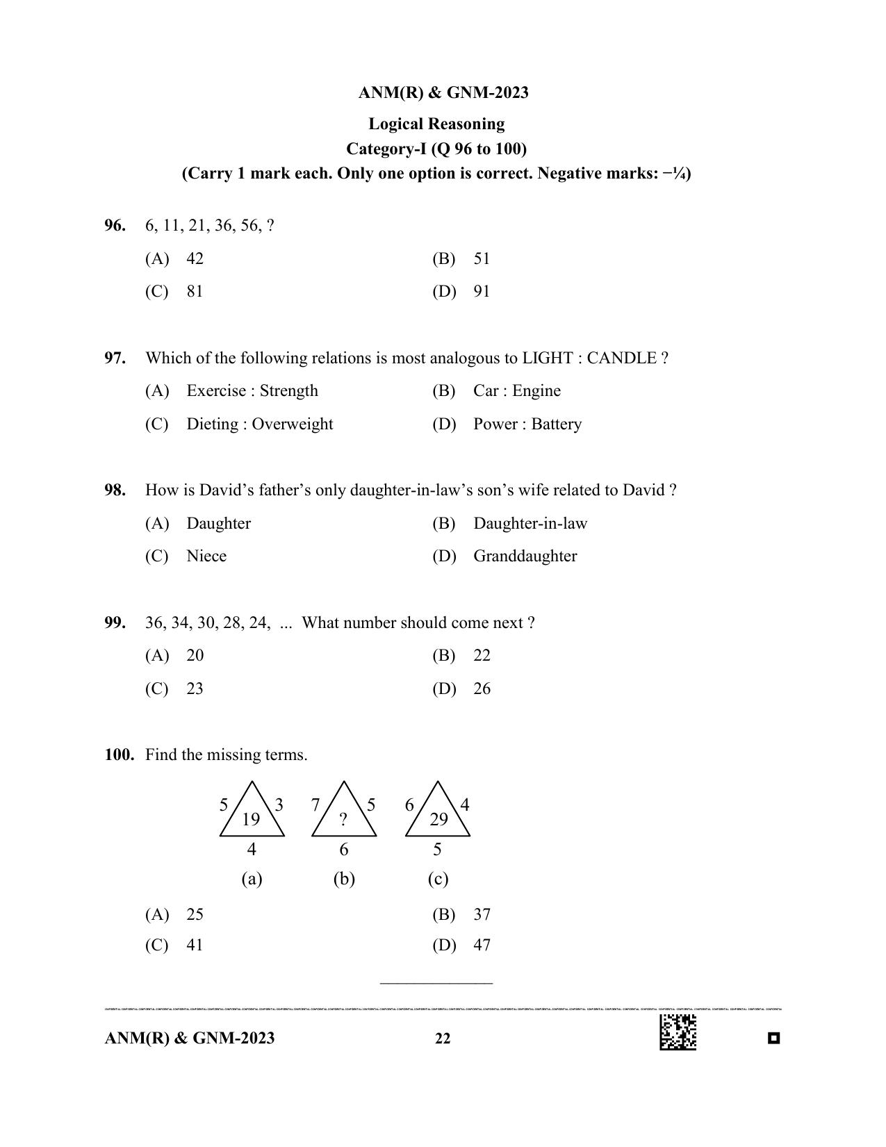 WB ANM GNM 2023 Question Paper - Page 22