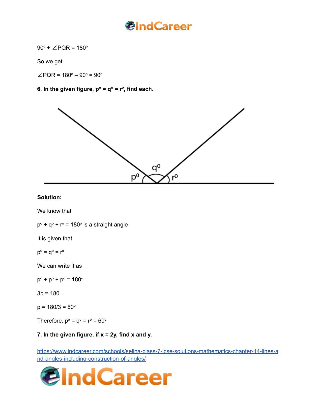 Selina Class 7 ICSE Solutions Mathematics : Chapter 14- Lines and Angles (Including Construction of Angles) - Page 8