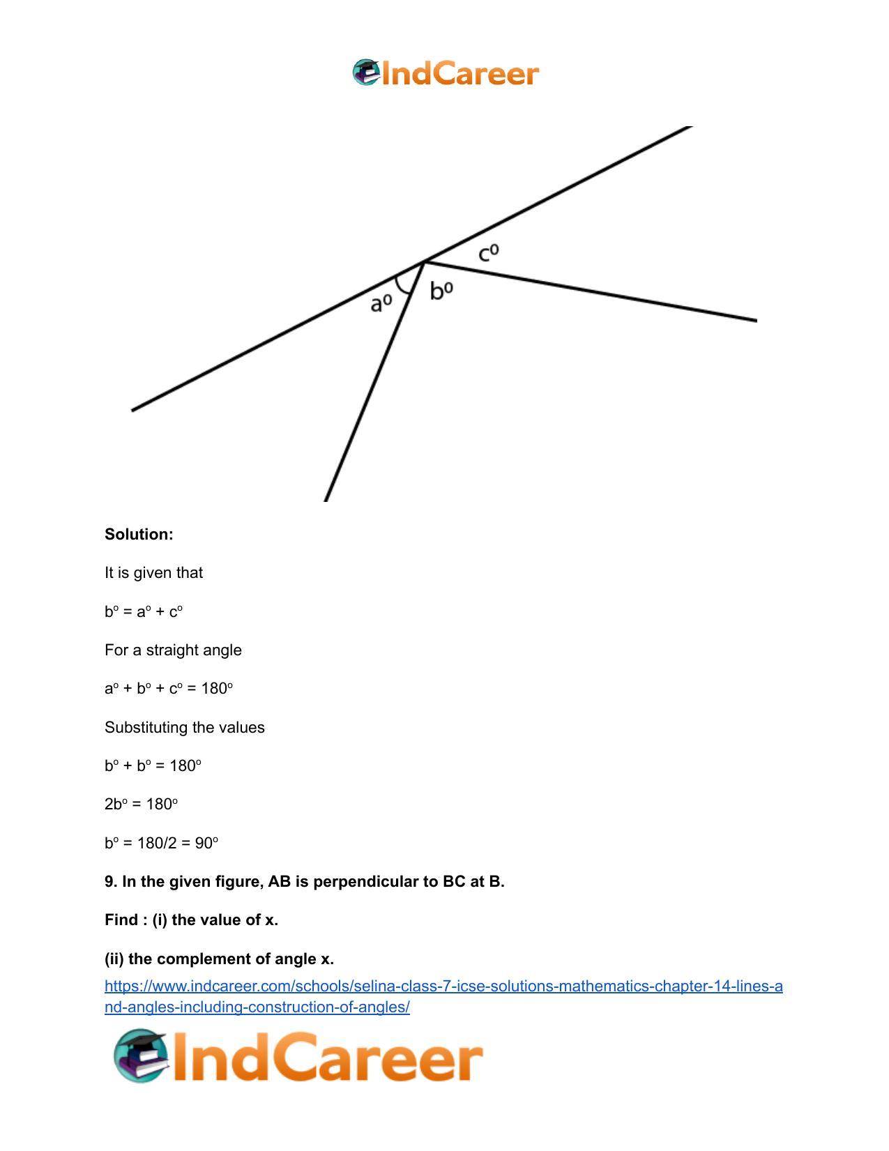 Selina Class 7 ICSE Solutions Mathematics : Chapter 14- Lines and Angles (Including Construction of Angles) - Page 10