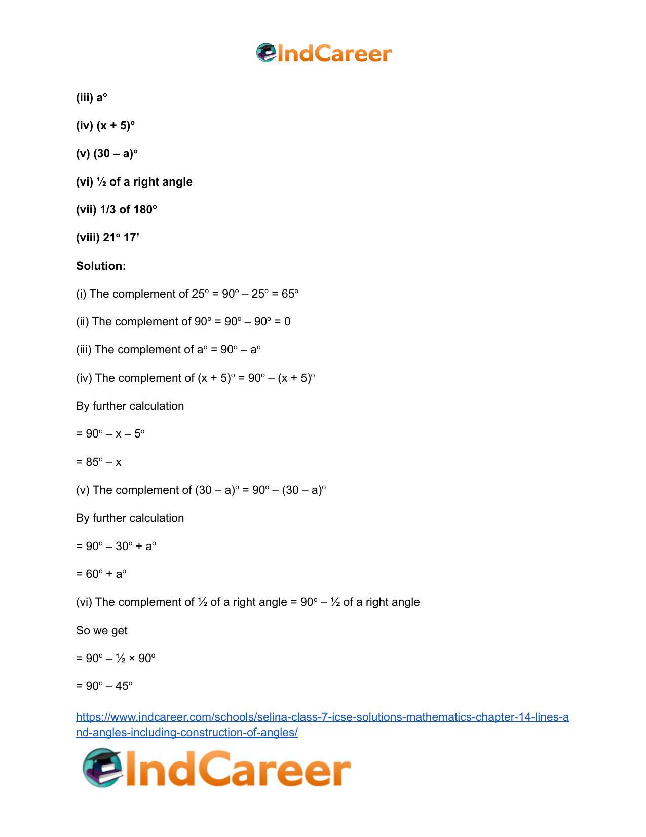 Selina Class 7 ICSE Solutions Mathematics : Chapter 14- Lines and Angles (Including Construction of Angles) - Page 12