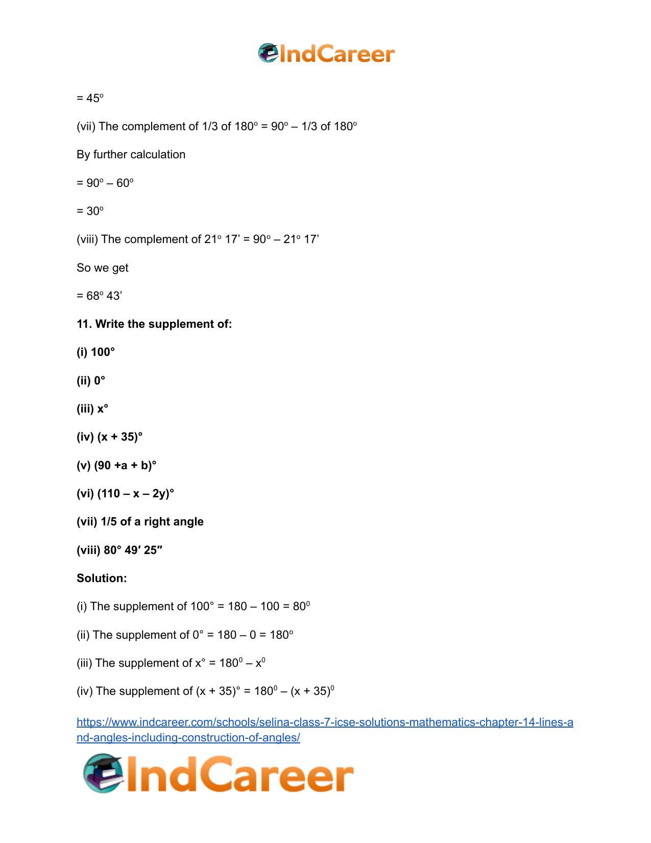 Selina Class 7 ICSE Solutions Mathematics : Chapter 14- Lines and Angles (Including Construction of Angles) - Page 13