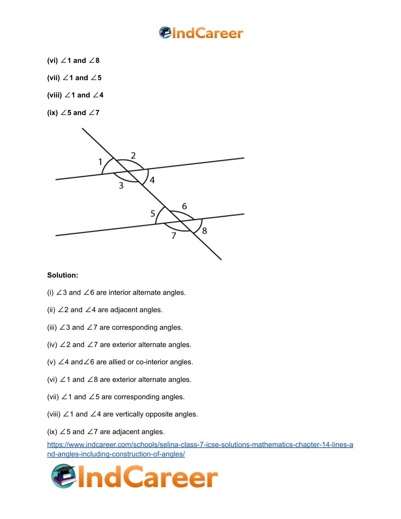Selina Class 7 ICSE Solutions Mathematics : Chapter 14- Lines and Angles (Including Construction of Angles) - Page 18