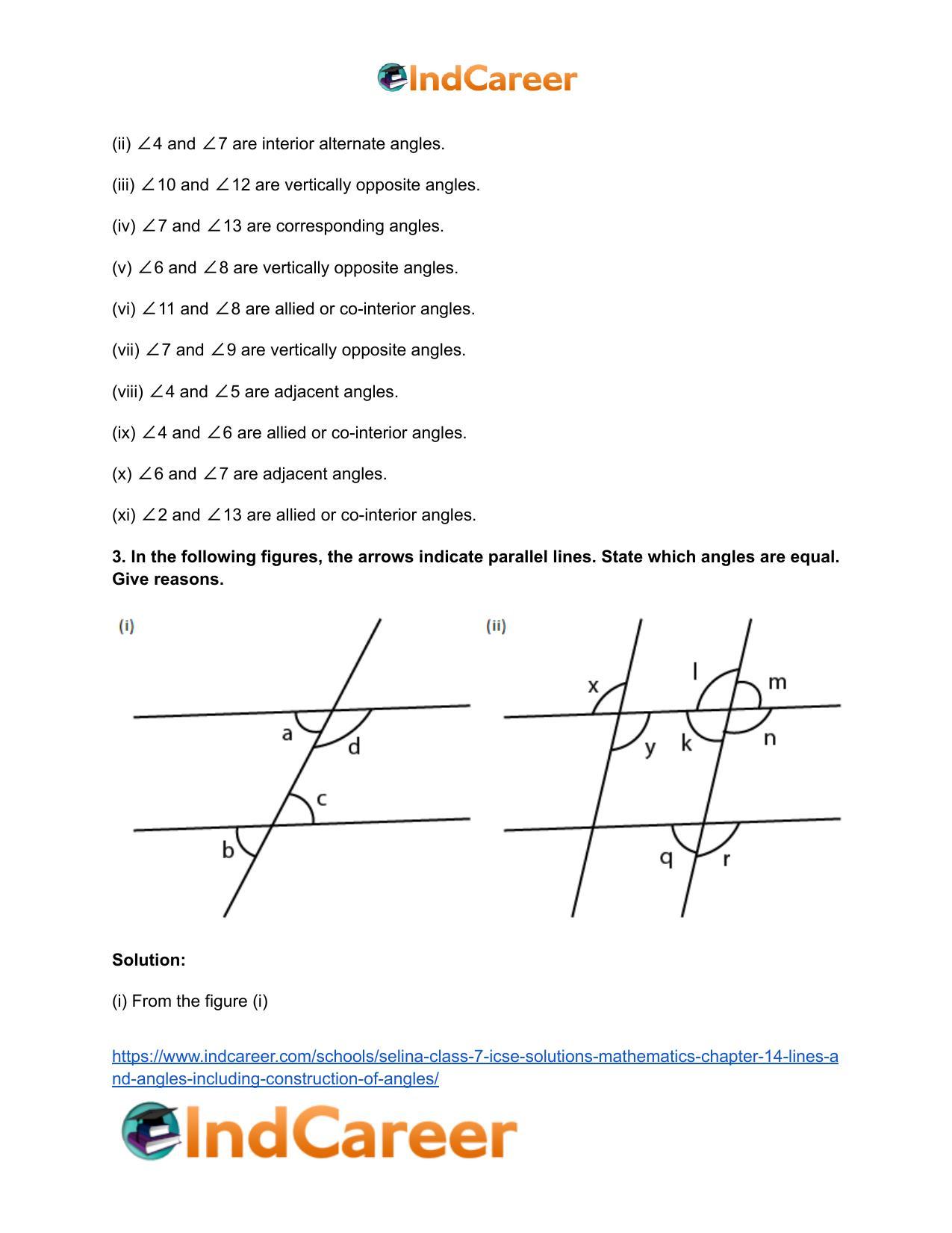 Selina Class 7 ICSE Solutions Mathematics : Chapter 14- Lines and Angles (Including Construction of Angles) - Page 20