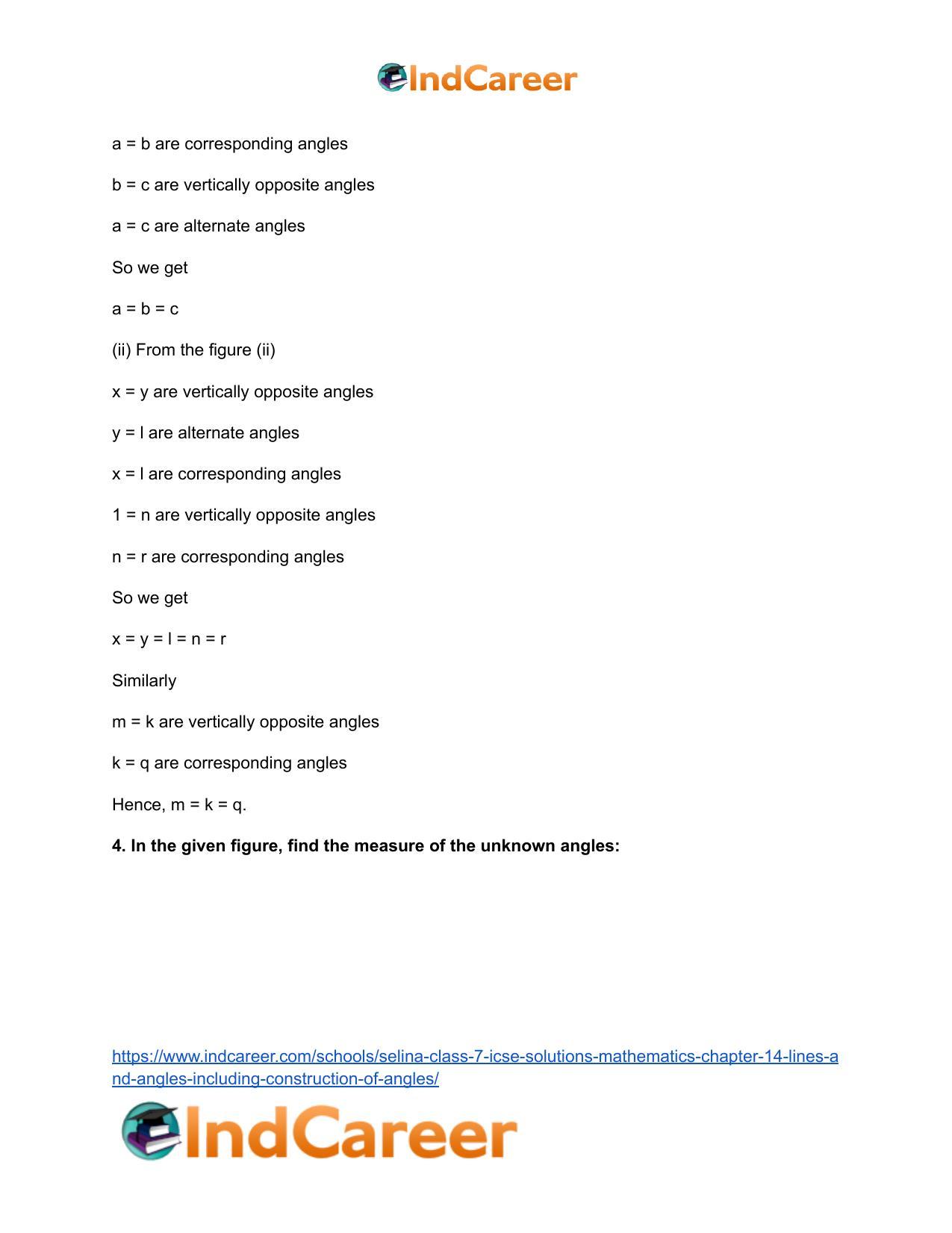 Selina Class 7 ICSE Solutions Mathematics : Chapter 14- Lines and Angles (Including Construction of Angles) - Page 21