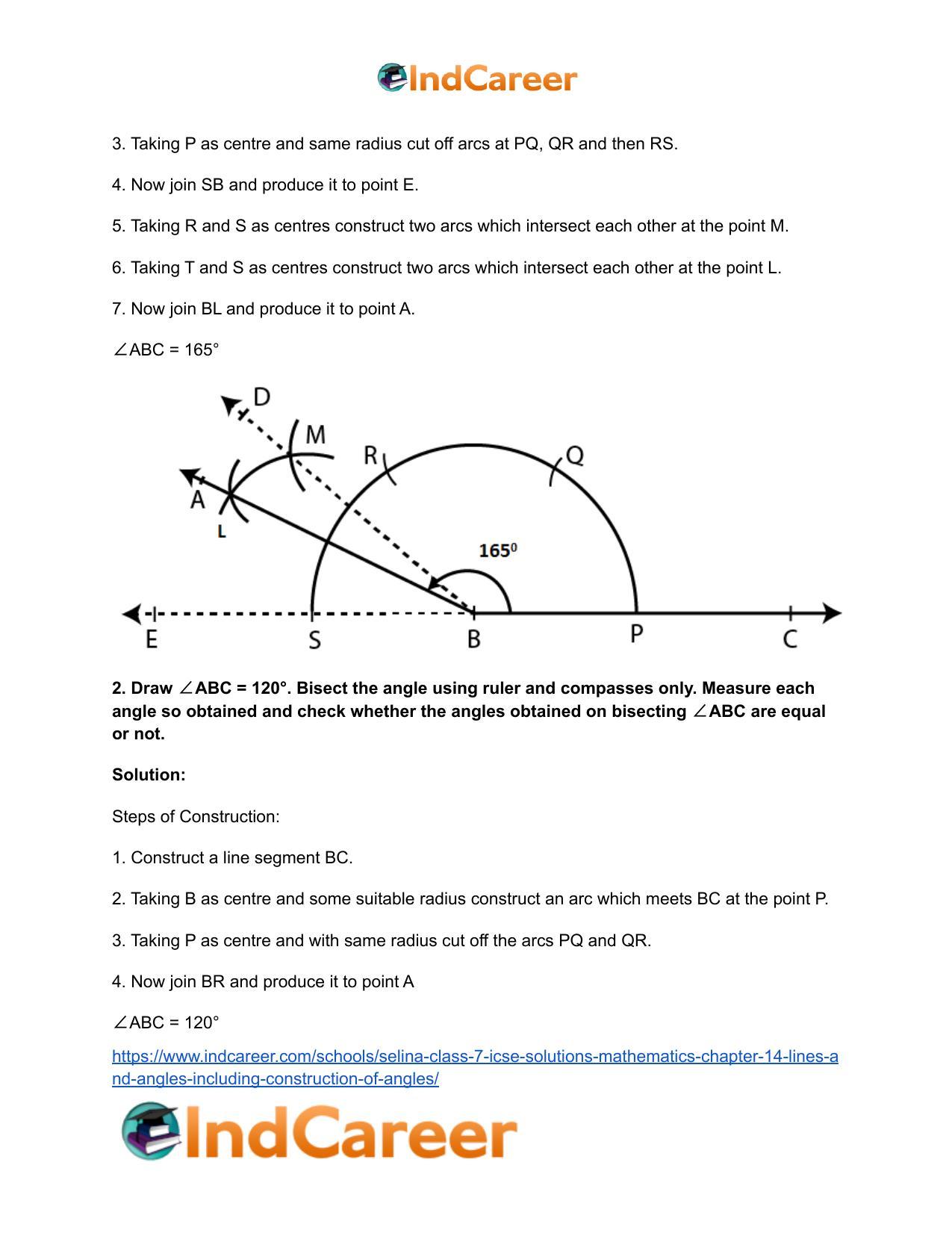 Selina Class 7 ICSE Solutions Mathematics : Chapter 14- Lines and Angles (Including Construction of Angles) - Page 62