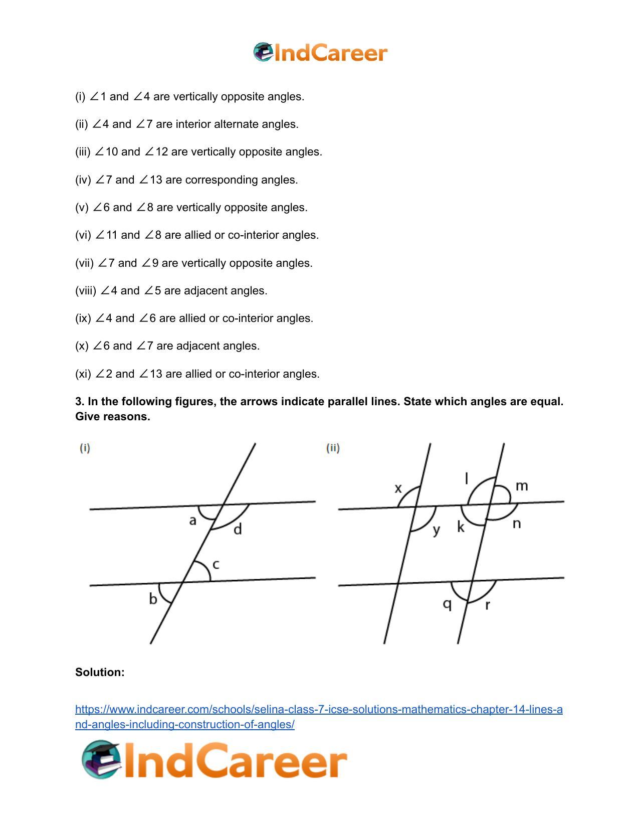 Selina Class 7 ICSE Solutions Mathematics : Chapter 14- Lines and Angles (Including Construction of Angles) - Page 74