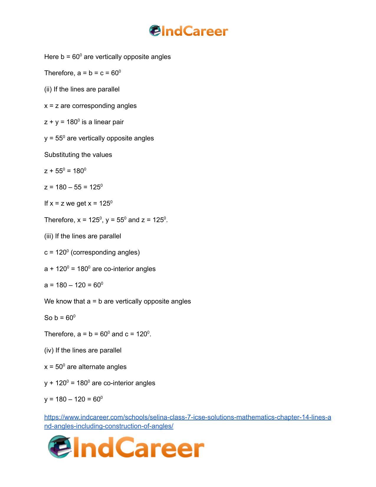 Selina Class 7 ICSE Solutions Mathematics : Chapter 14- Lines and Angles (Including Construction of Angles) - Page 85