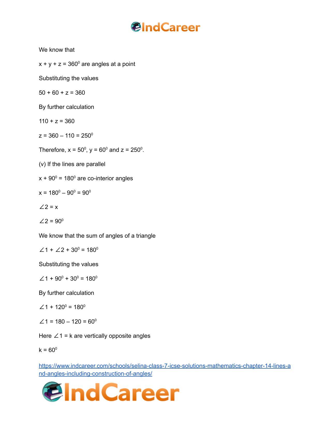 Selina Class 7 ICSE Solutions Mathematics : Chapter 14- Lines and Angles (Including Construction of Angles) - Page 86