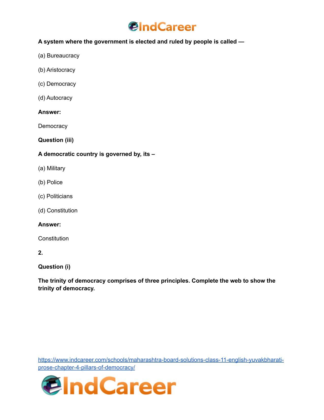 Maharashtra Board Solutions Class 11-English Yuvakbharati (Prose): Chapter 4- Pillars of Democracy - Page 3