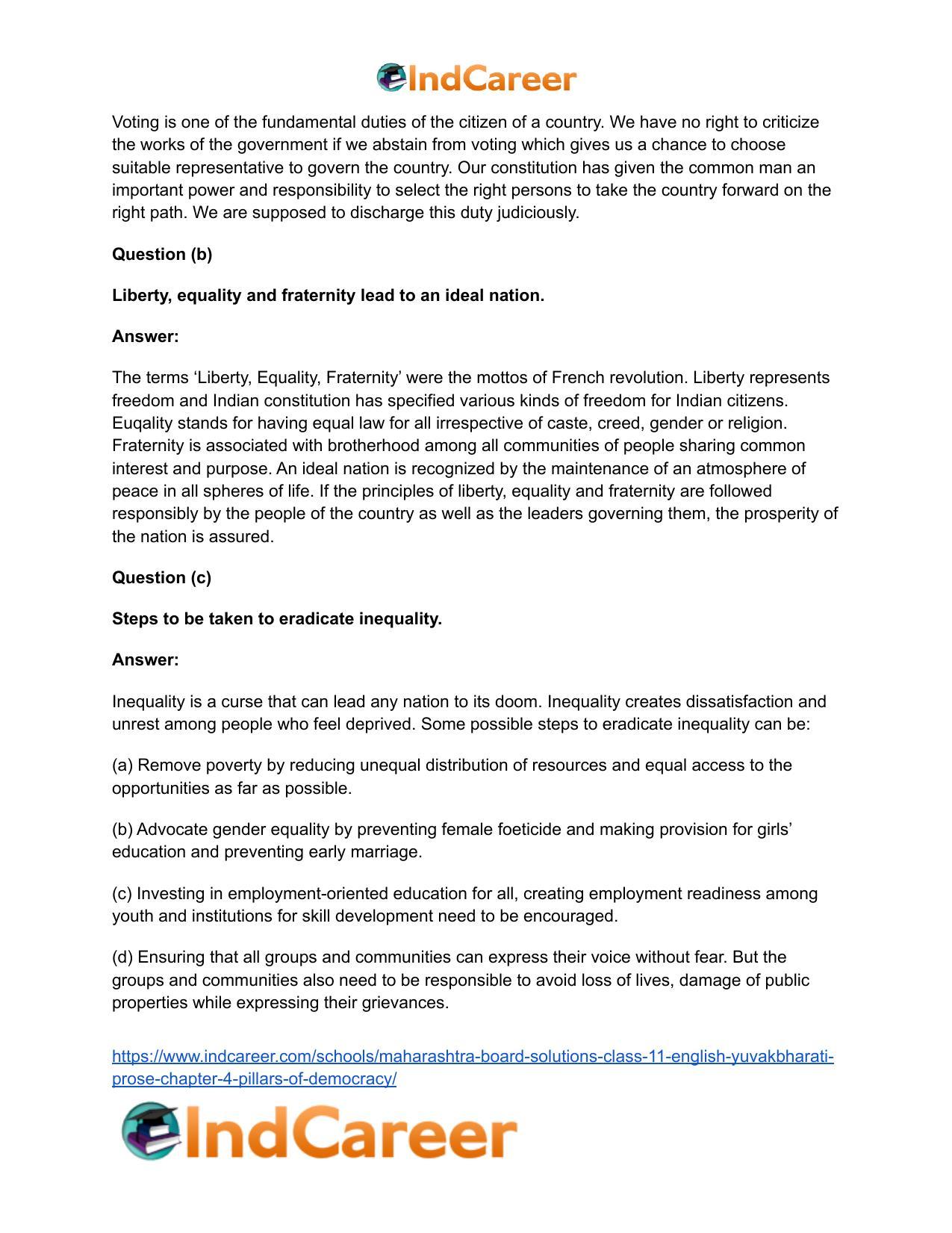 Maharashtra Board Solutions Class 11-English Yuvakbharati (Prose): Chapter 4- Pillars of Democracy - Page 9
