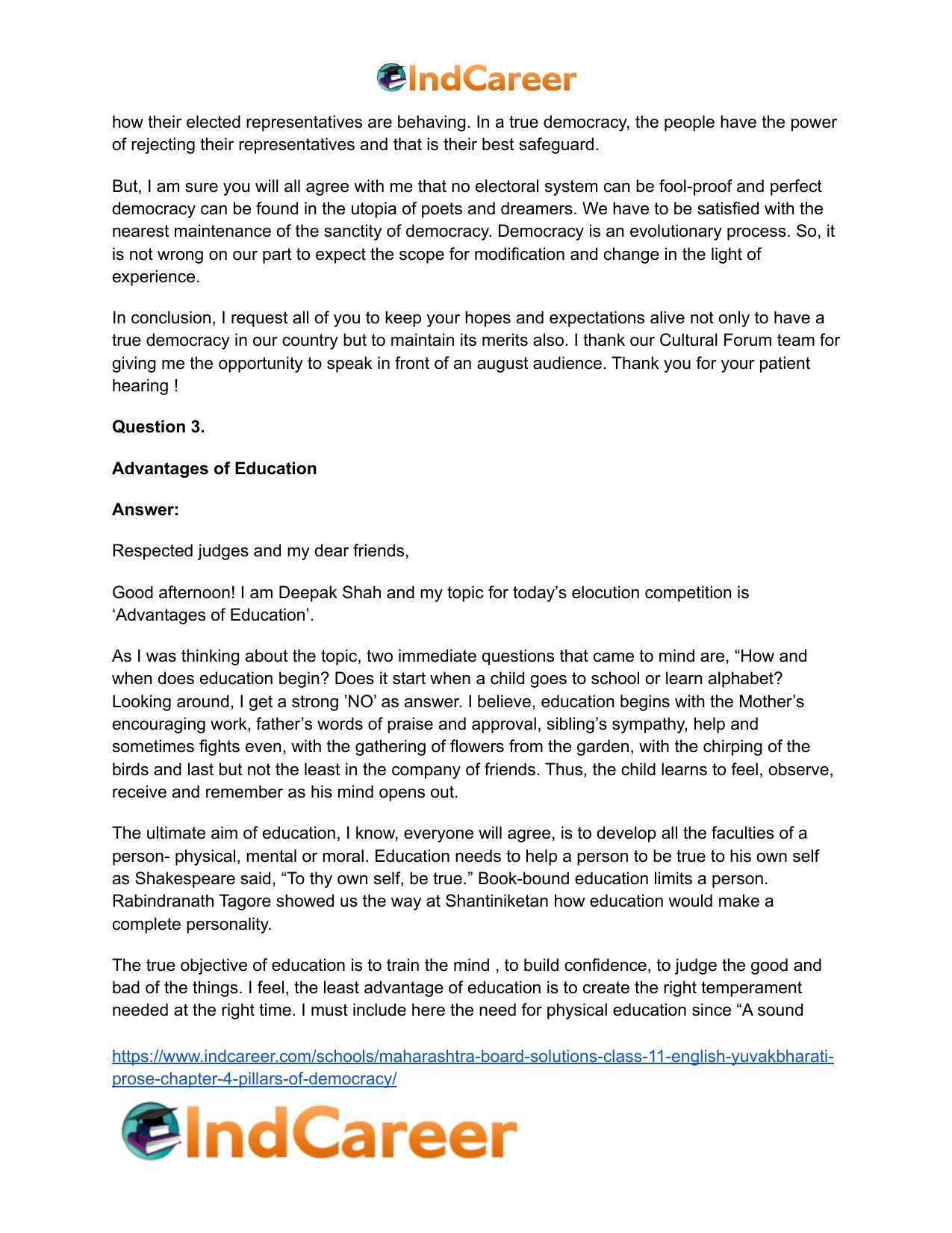 Maharashtra Board Solutions Class 11-English Yuvakbharati (Prose): Chapter 4- Pillars of Democracy - Page 14