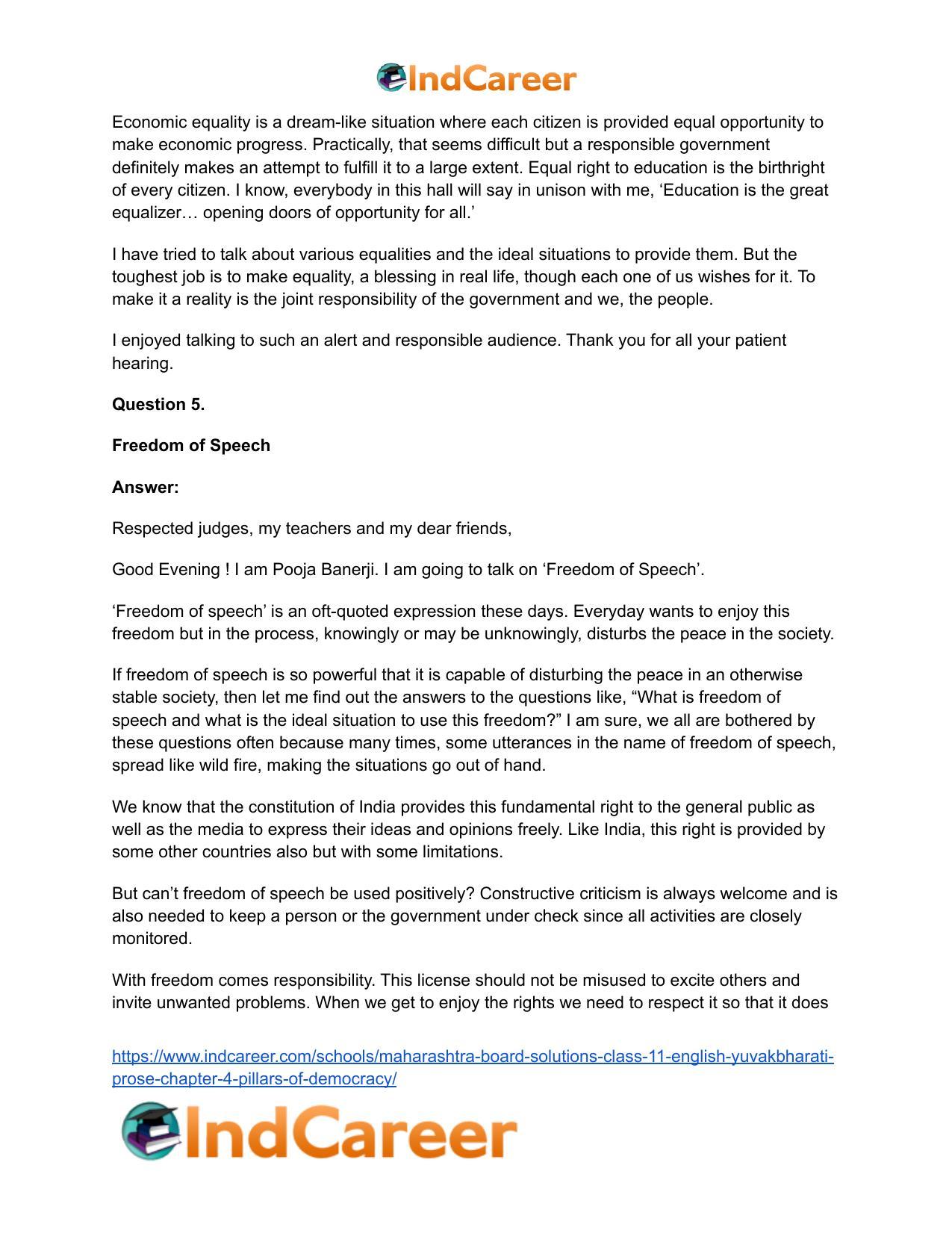 Maharashtra Board Solutions Class 11-English Yuvakbharati (Prose): Chapter 4- Pillars of Democracy - Page 16