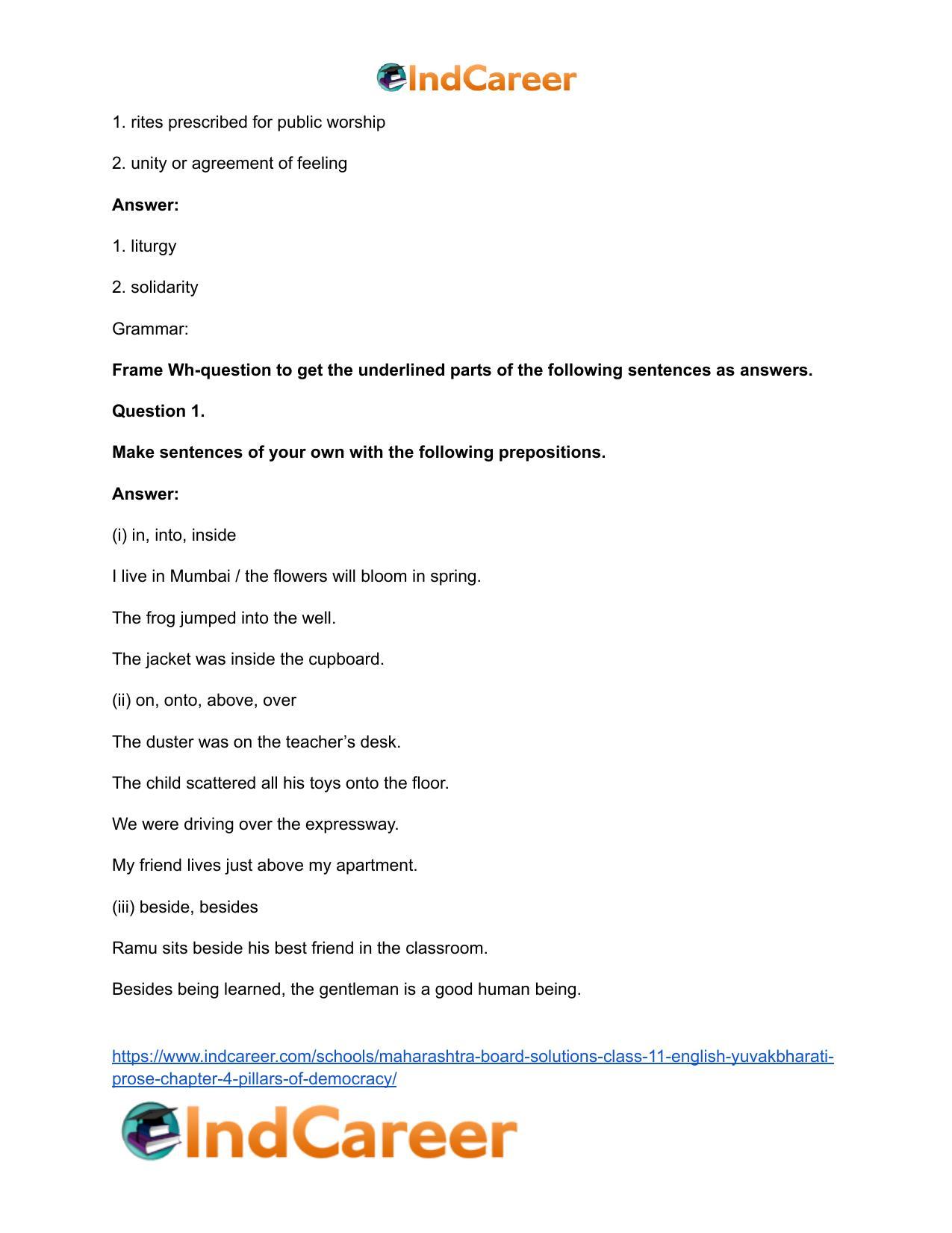 Maharashtra Board Solutions Class 11-English Yuvakbharati (Prose): Chapter 4- Pillars of Democracy - Page 26