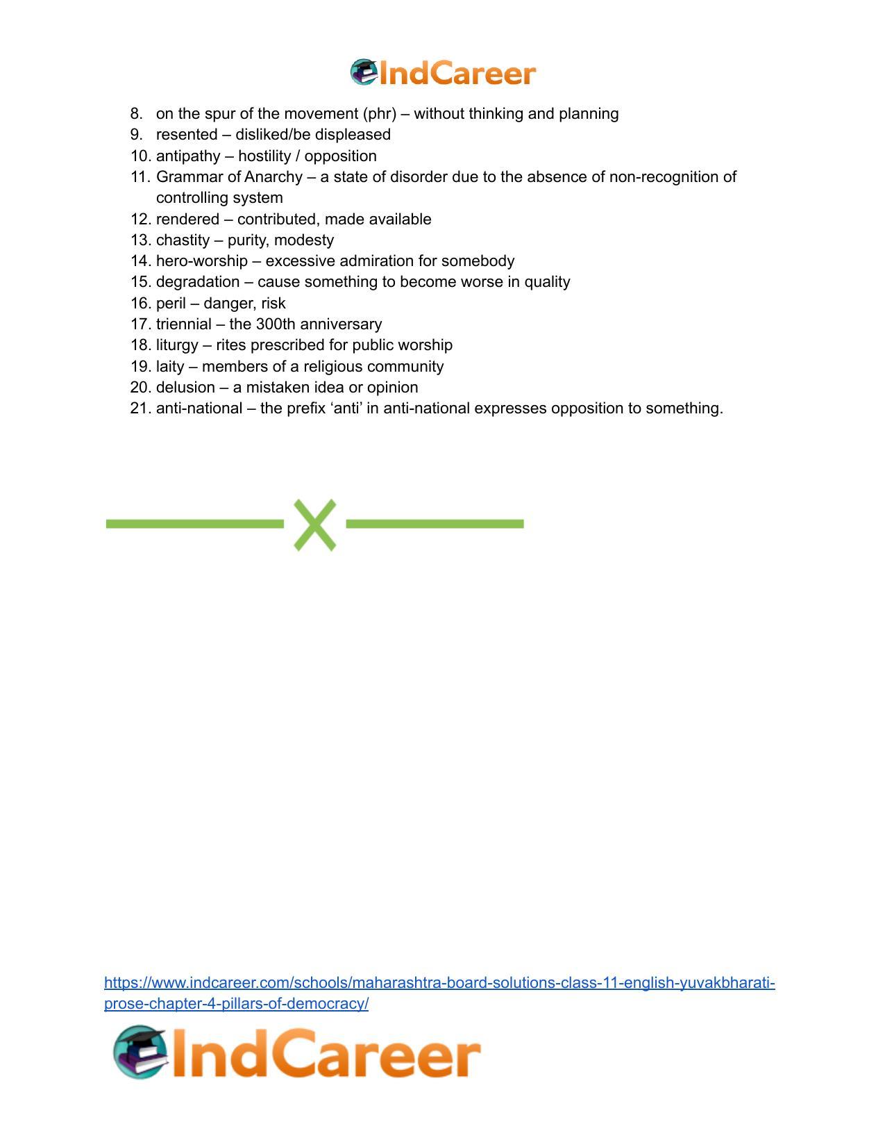 Maharashtra Board Solutions Class 11-English Yuvakbharati (Prose): Chapter 4- Pillars of Democracy - Page 28