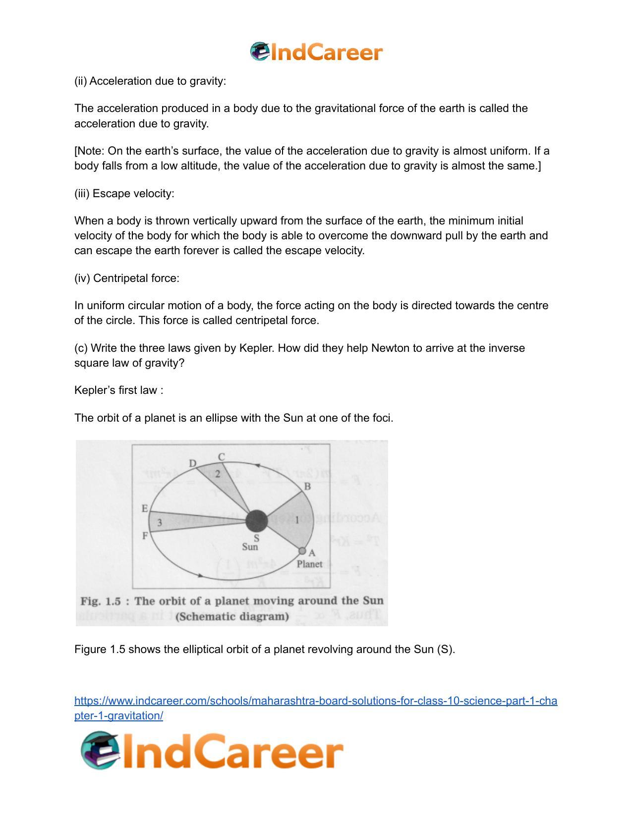 Maharashtra Board Solutions for Class 10- Science (Part 1): Chapter 1- Gravitation - Page 4