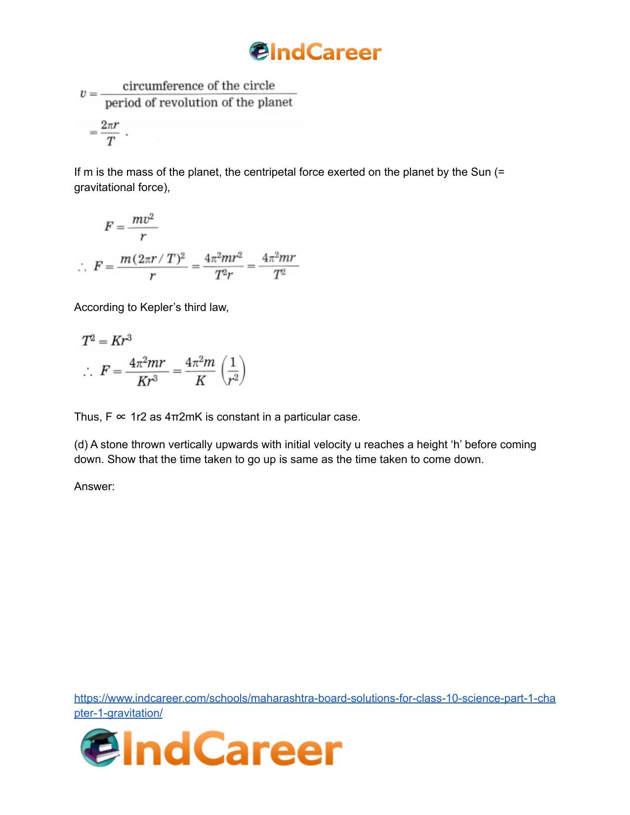 Maharashtra Board Solutions for Class 10- Science (Part 1): Chapter 1- Gravitation - Page 6
