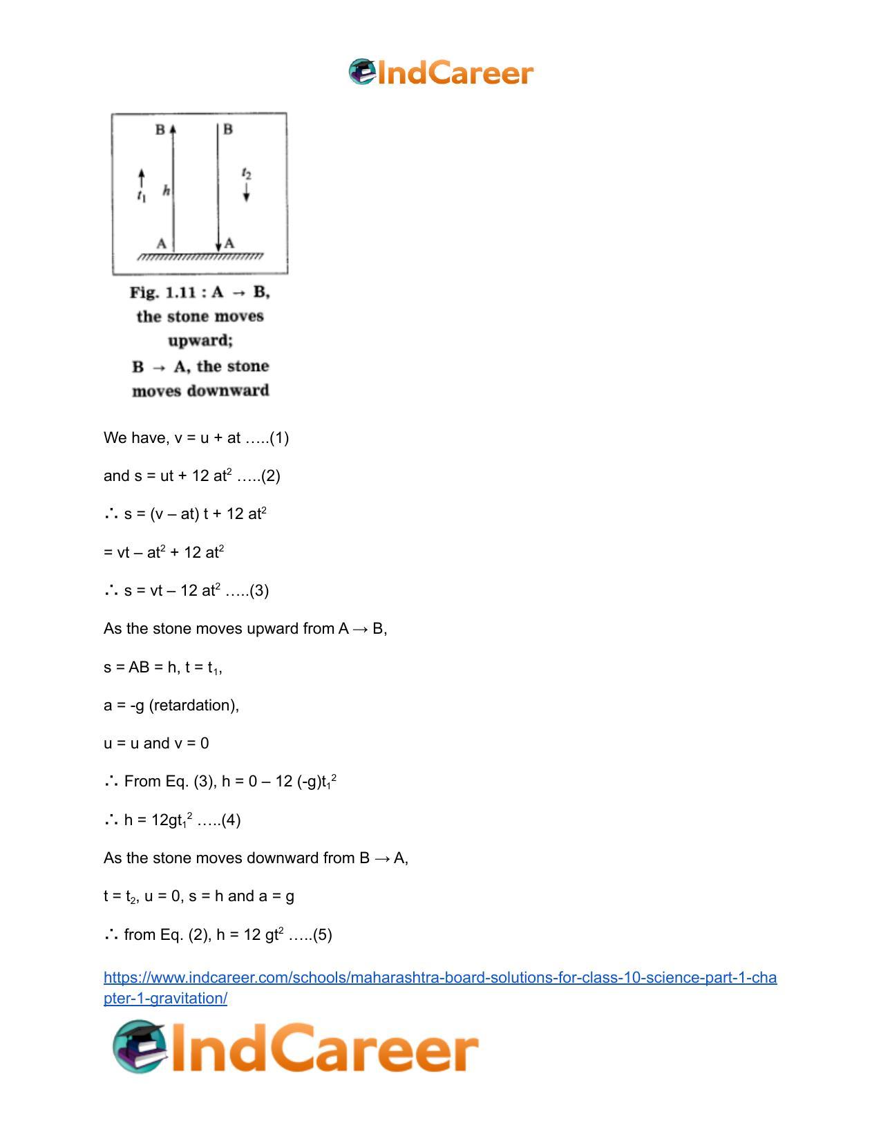 Maharashtra Board Solutions for Class 10- Science (Part 1): Chapter 1- Gravitation - Page 7