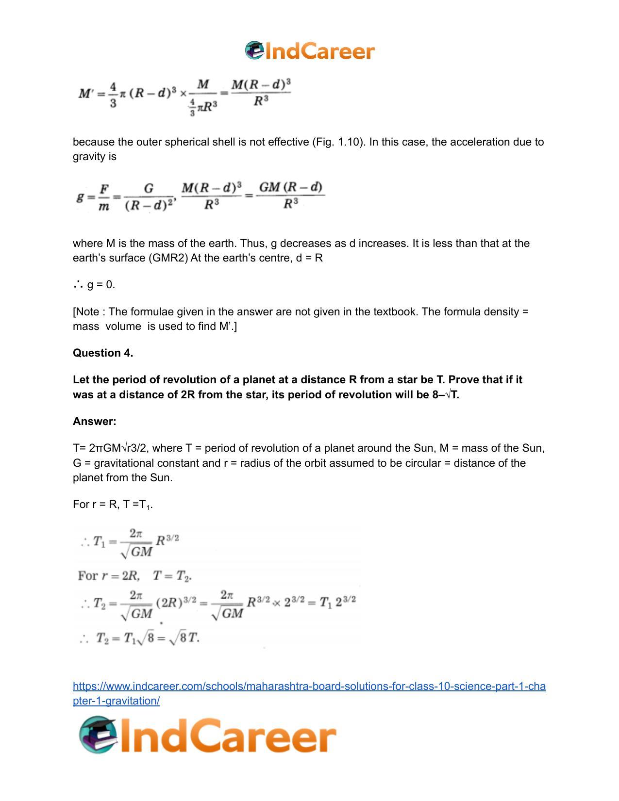 Maharashtra Board Solutions for Class 10- Science (Part 1): Chapter 1- Gravitation - Page 9