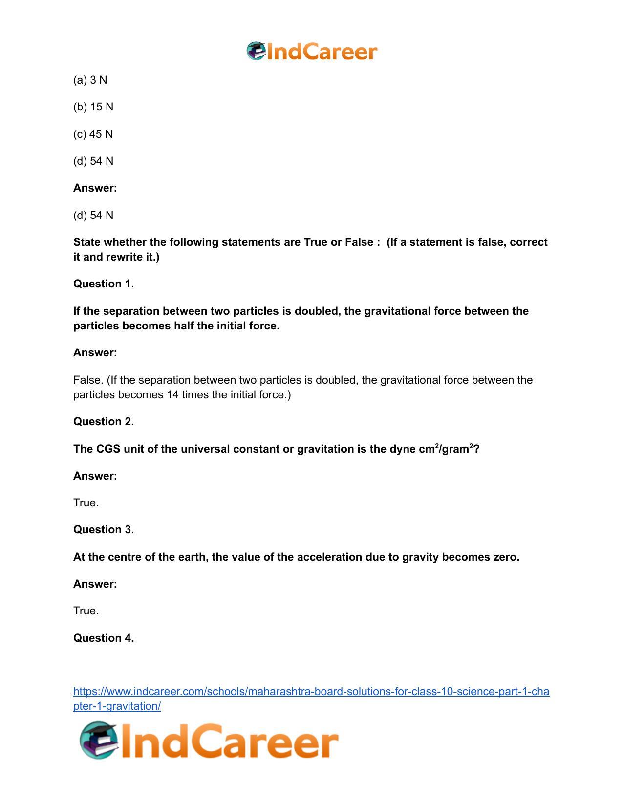 Maharashtra Board Solutions for Class 10- Science (Part 1): Chapter 1- Gravitation - Page 25