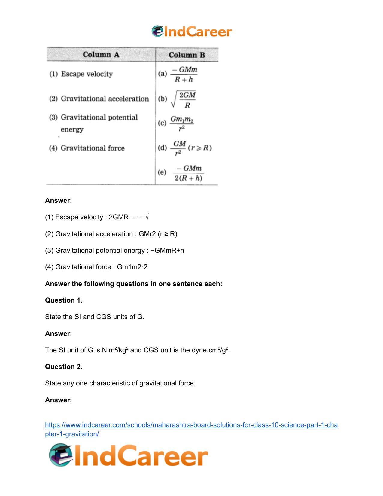 Maharashtra Board Solutions for Class 10- Science (Part 1): Chapter 1- Gravitation - Page 28