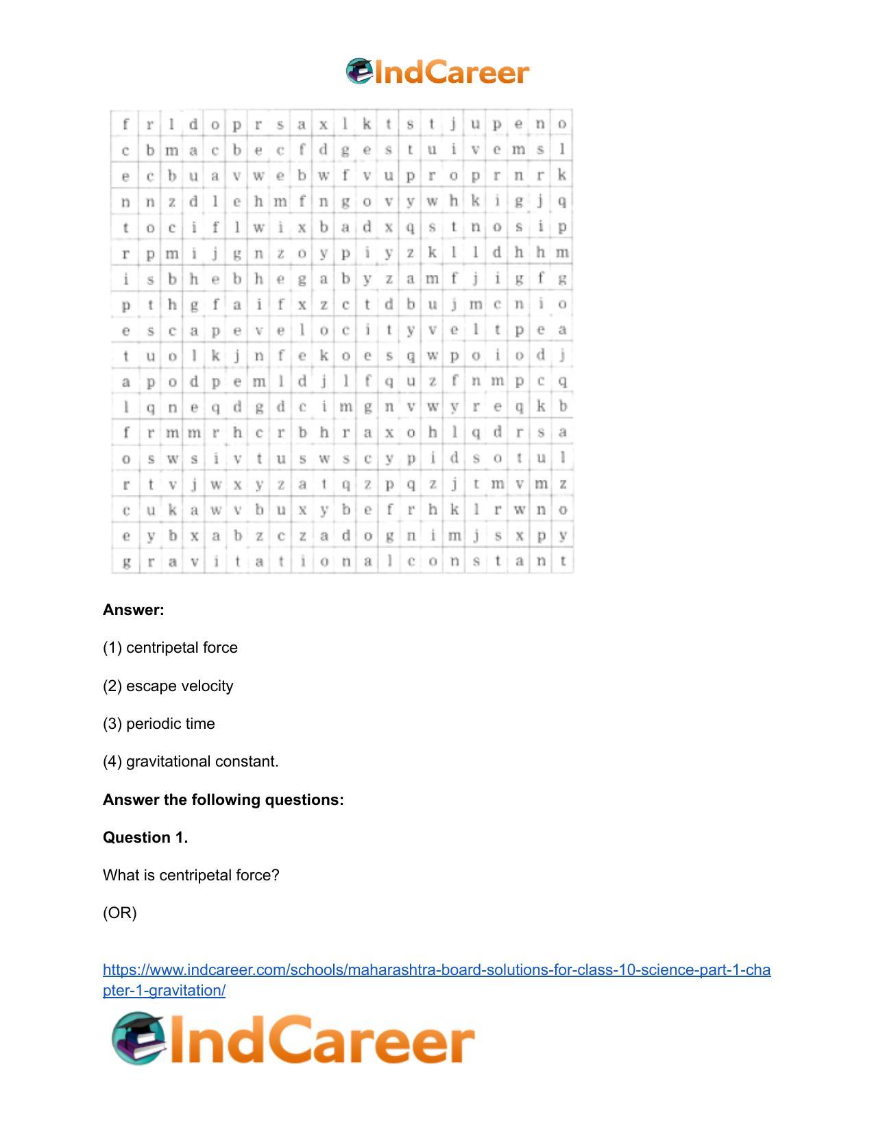 Maharashtra Board Solutions for Class 10- Science (Part 1): Chapter 1- Gravitation - Page 31