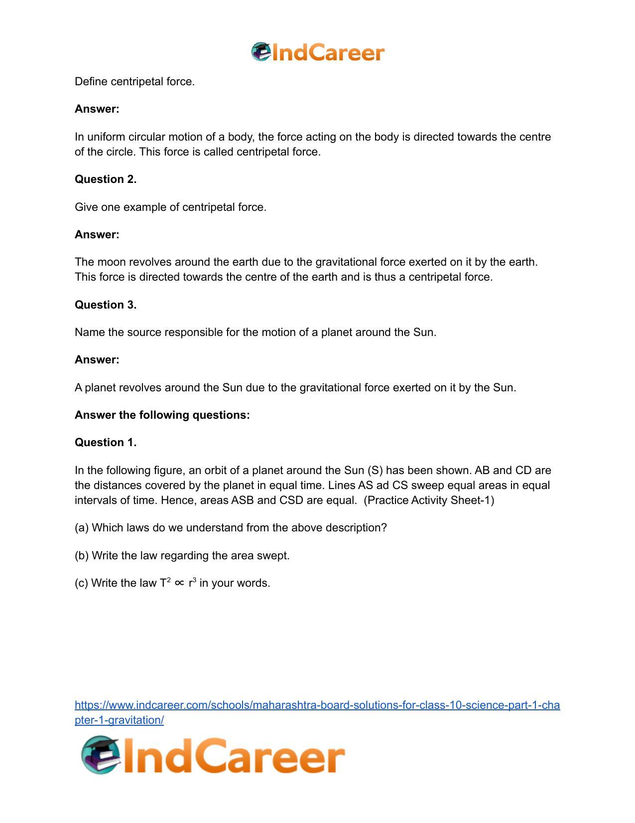 Maharashtra Board Solutions for Class 10- Science (Part 1): Chapter 1- Gravitation - Page 32