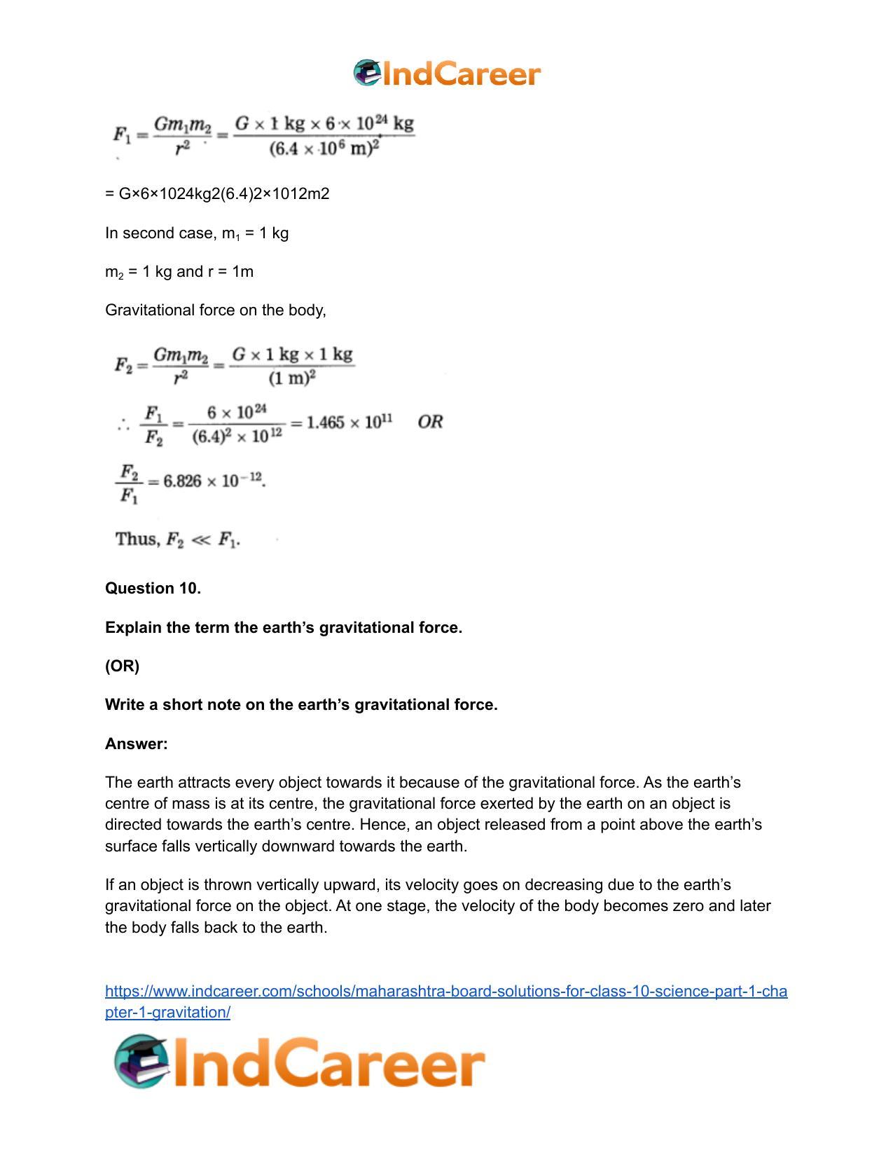Maharashtra Board Solutions for Class 10- Science (Part 1): Chapter 1- Gravitation - Page 38
